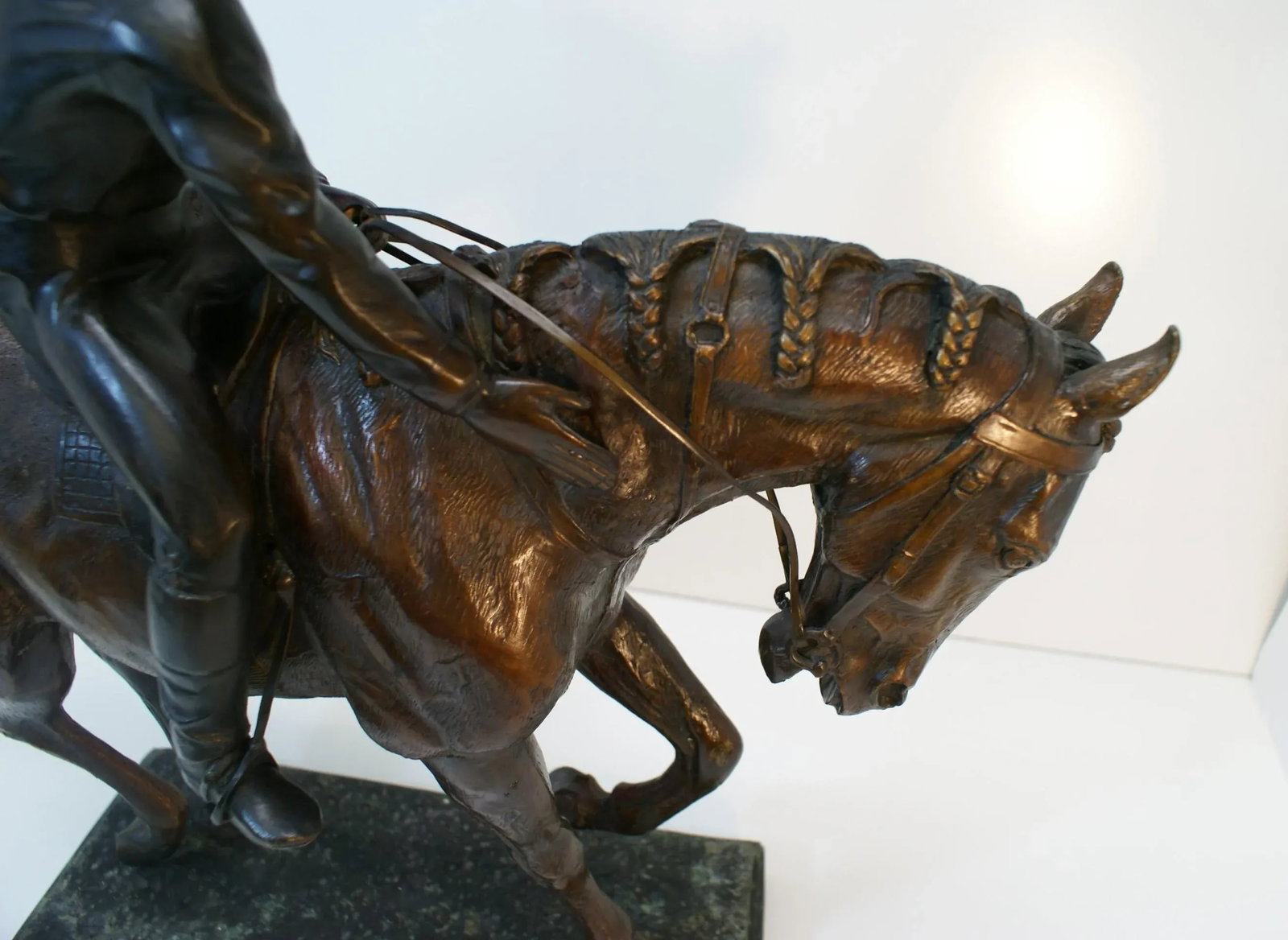 Large Bronze Jockey Rider on Race Horse Sculpture, 20th Century - 5