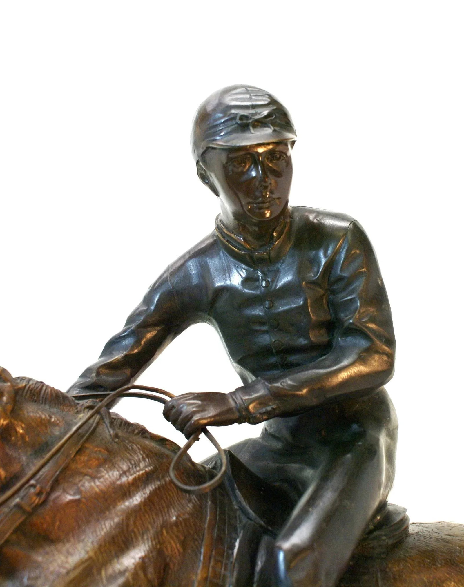 Large Bronze Jockey Rider on Race Horse Sculpture, 20th Century - 6