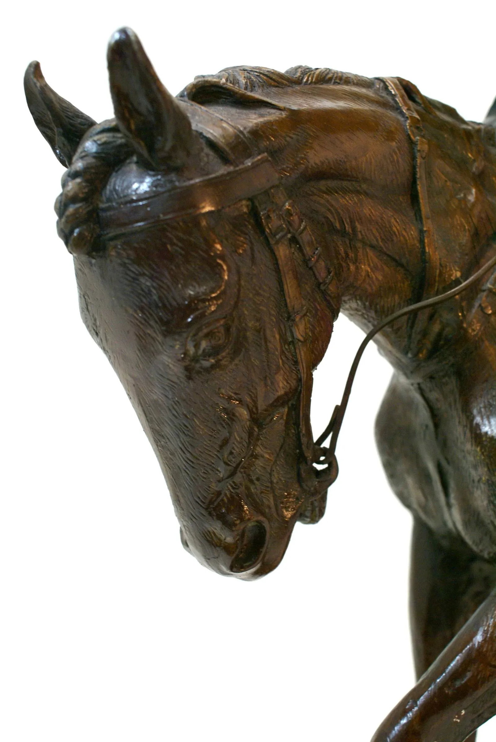 Large Bronze Jockey Rider on Race Horse Sculpture, 20th Century - 7