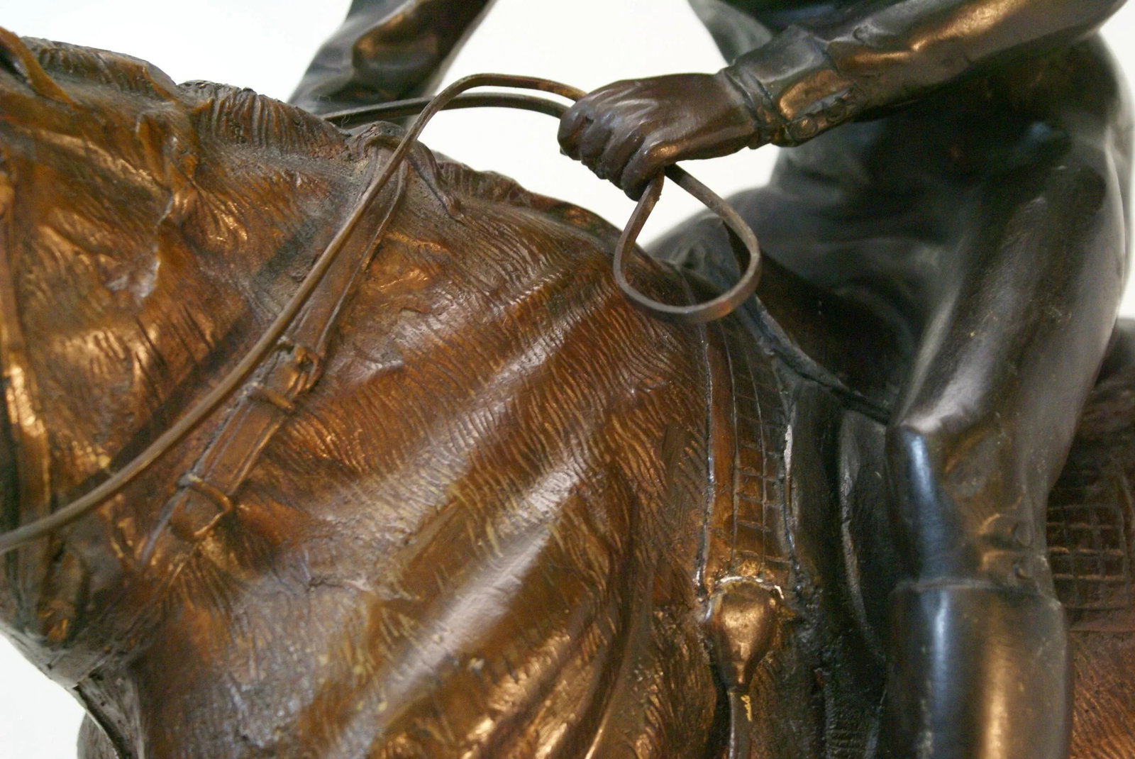 Large Bronze Jockey Rider on Race Horse Sculpture, 20th Century - 8