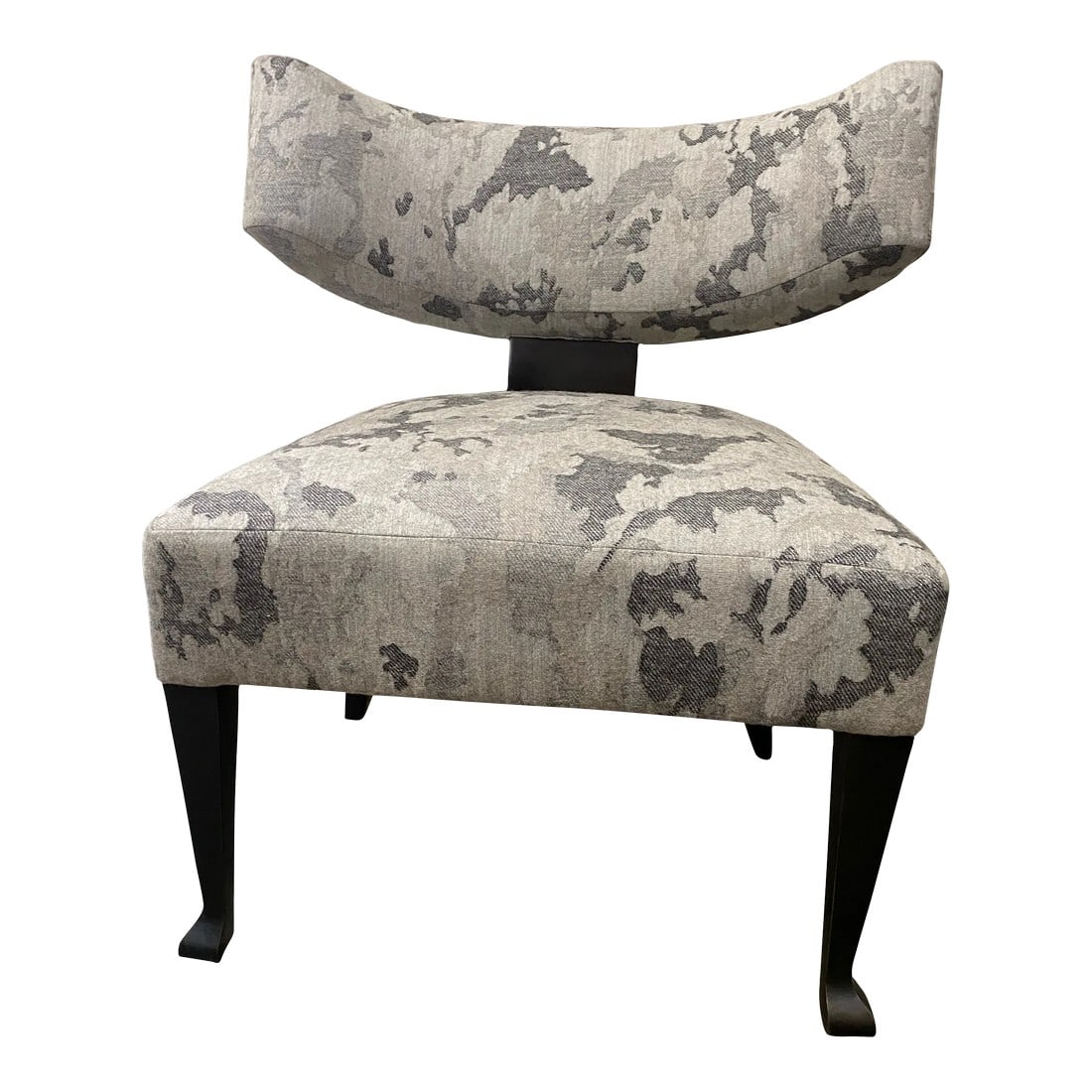 Baker Furniture Athea Chair: The beautiful classically styled Athea Occasional Chair from Milling Road by Baker Furniture features sturdy cast-bronze legs and splat (section attaching the back to the seat). Modeled after an ancie