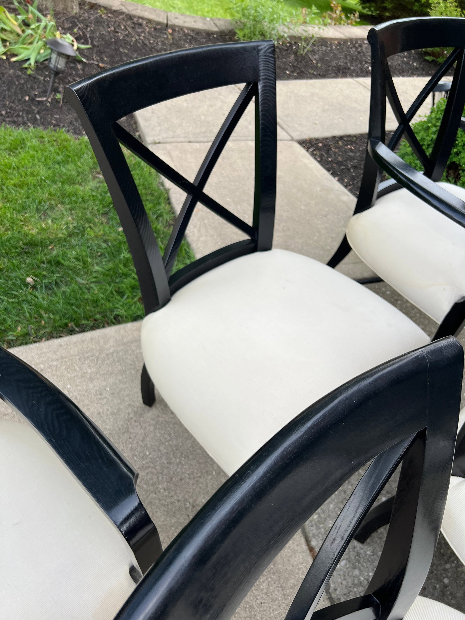 Set of 6 Henredon Ralph Lauren Dining Room Chairs Sleek Modern Black Cream - 5