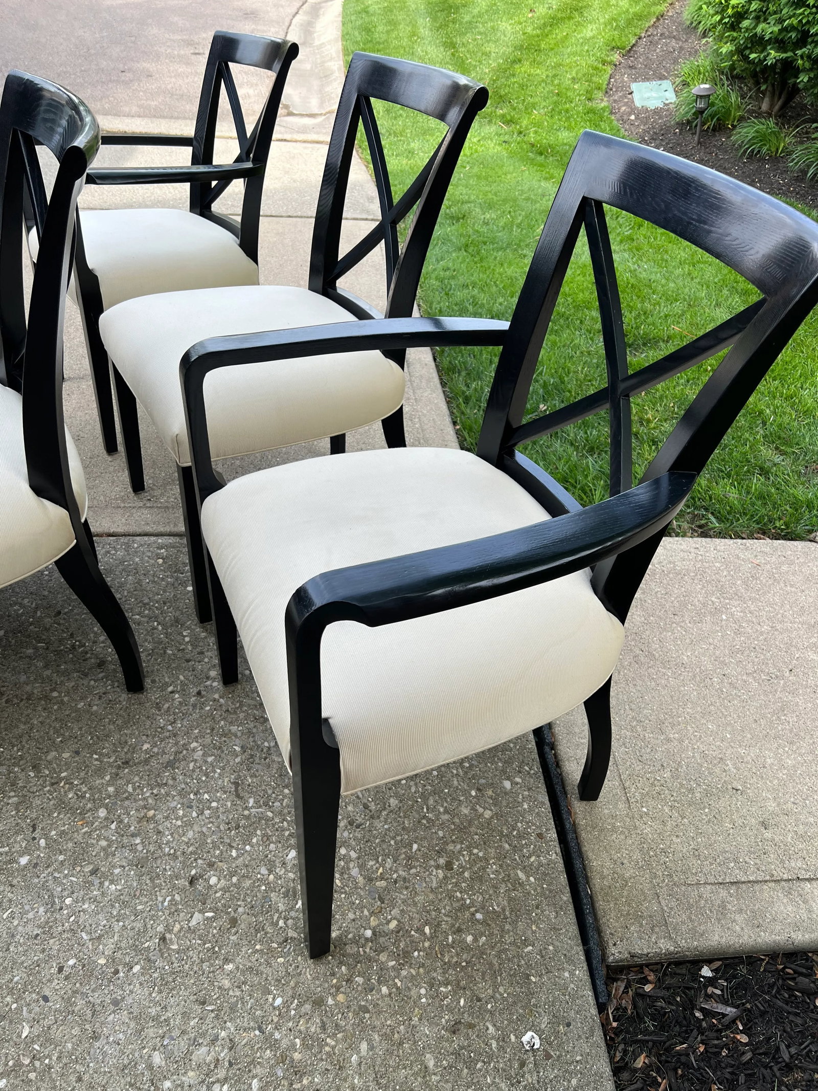 Set of 6 Henredon Ralph Lauren Dining Room Chairs Sleek Modern Black Cream - 6