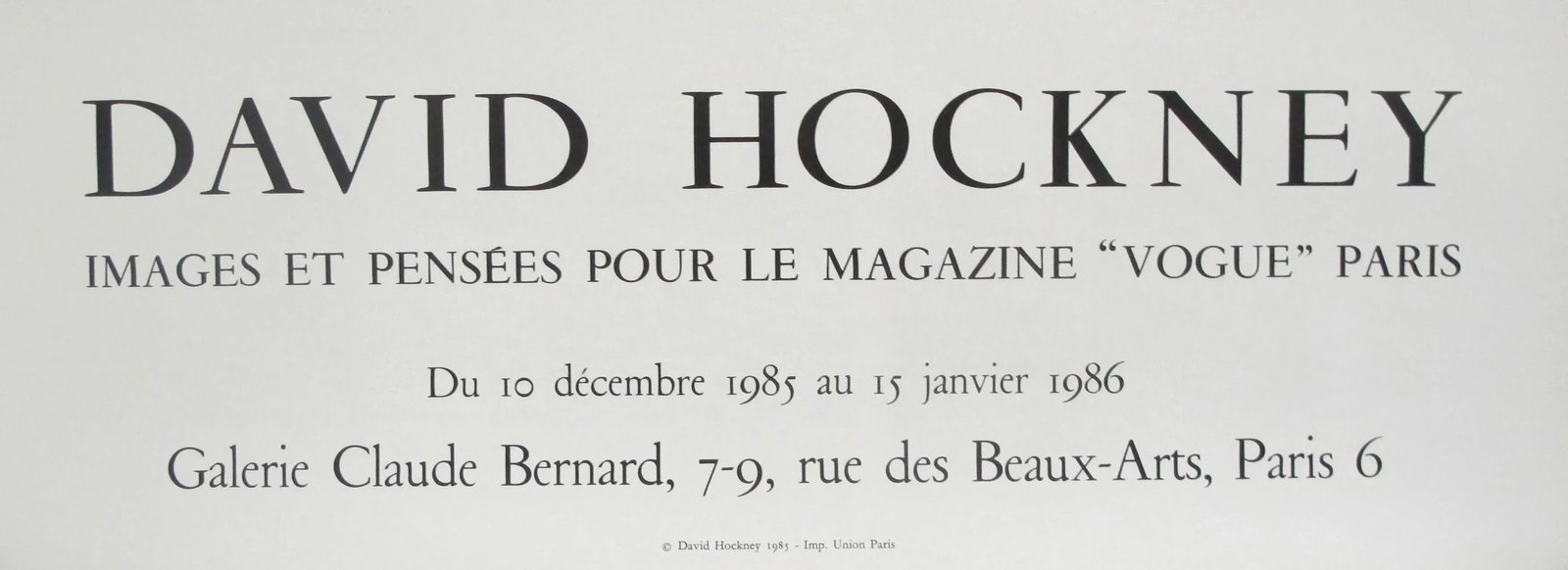 1985 Original French Exhibition Poster - Galerie Claude Bernard, David Hockney - 2