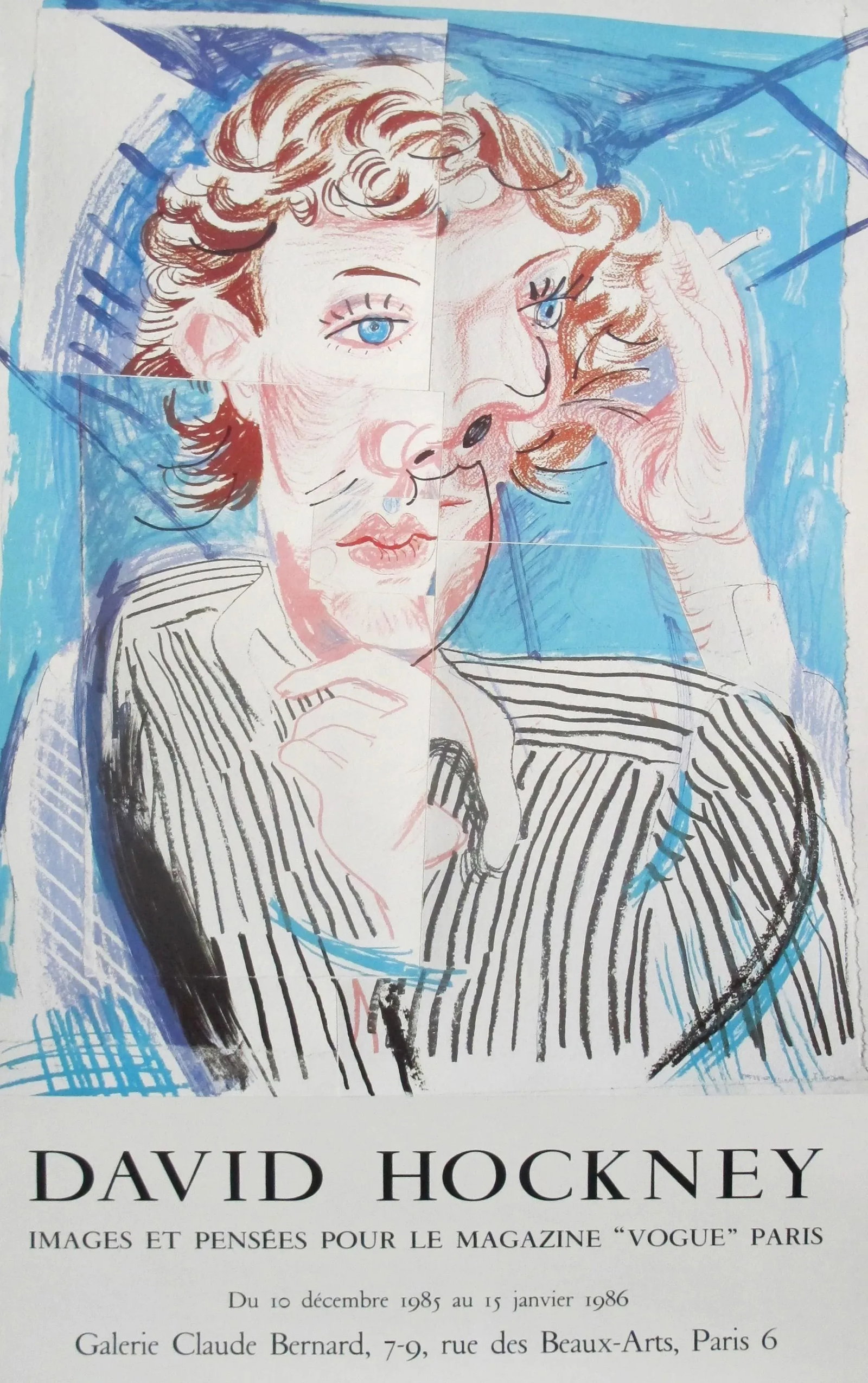 1985 Original French Exhibition Poster - Galerie Claude Bernard, David Hockney - 4