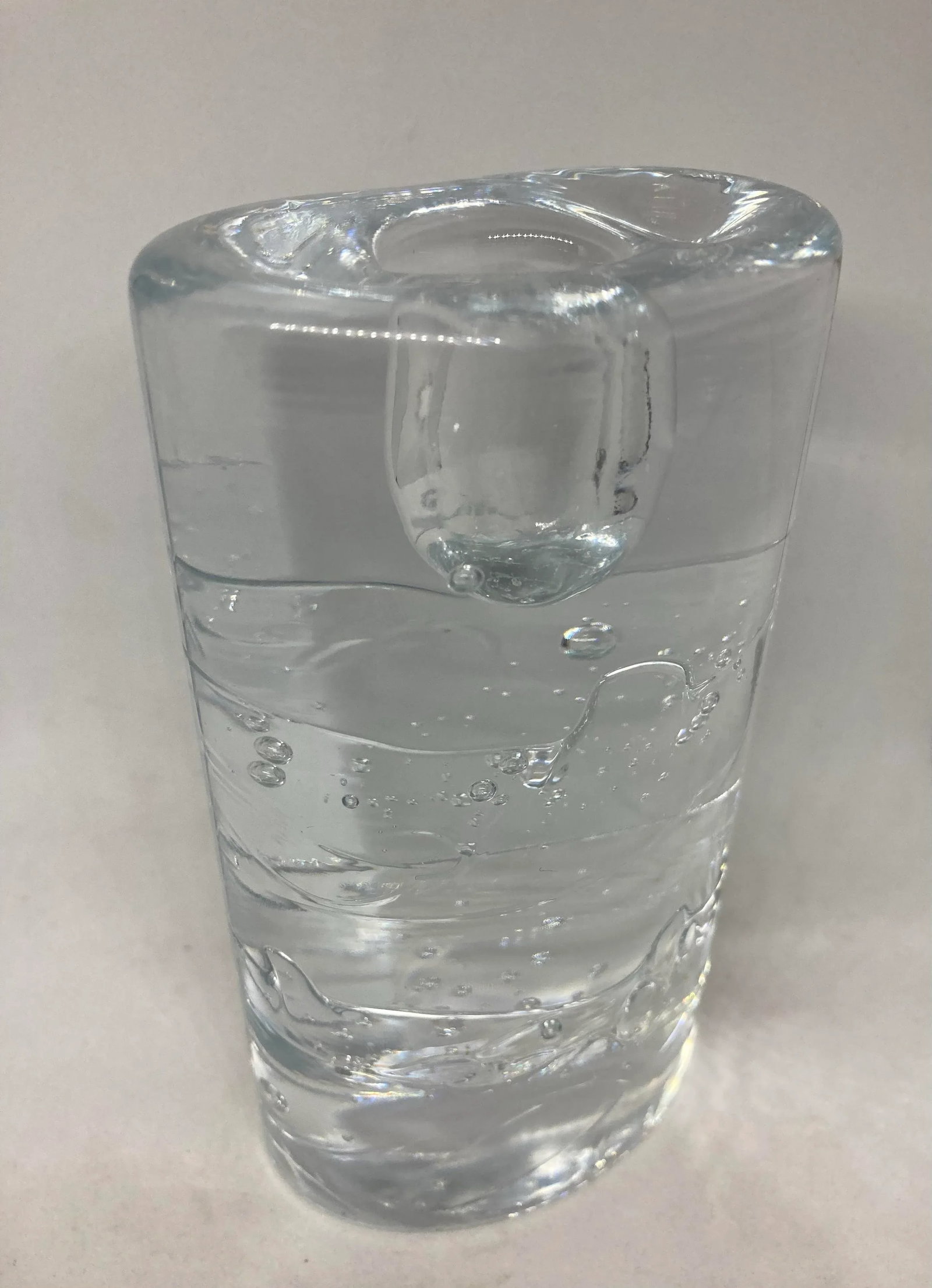 1960s Iittala Finland Timo Sarpaneva Arkipelago Ice Block Oval Thick Glass Candle Holders- Set of 2 - 11