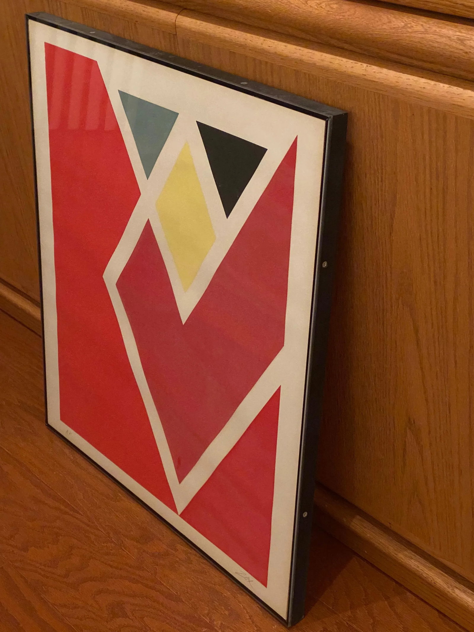 Vintage Larry Zox Diamond Drill Scarlet Serigraph 26" X 23" X 1" - 11