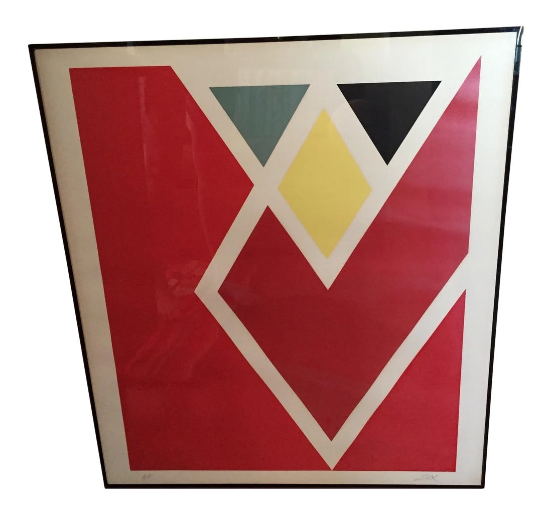 Vintage Larry Zox Diamond Drill Scarlet Serigraph 26" X 23" X 1" (1 of 12)