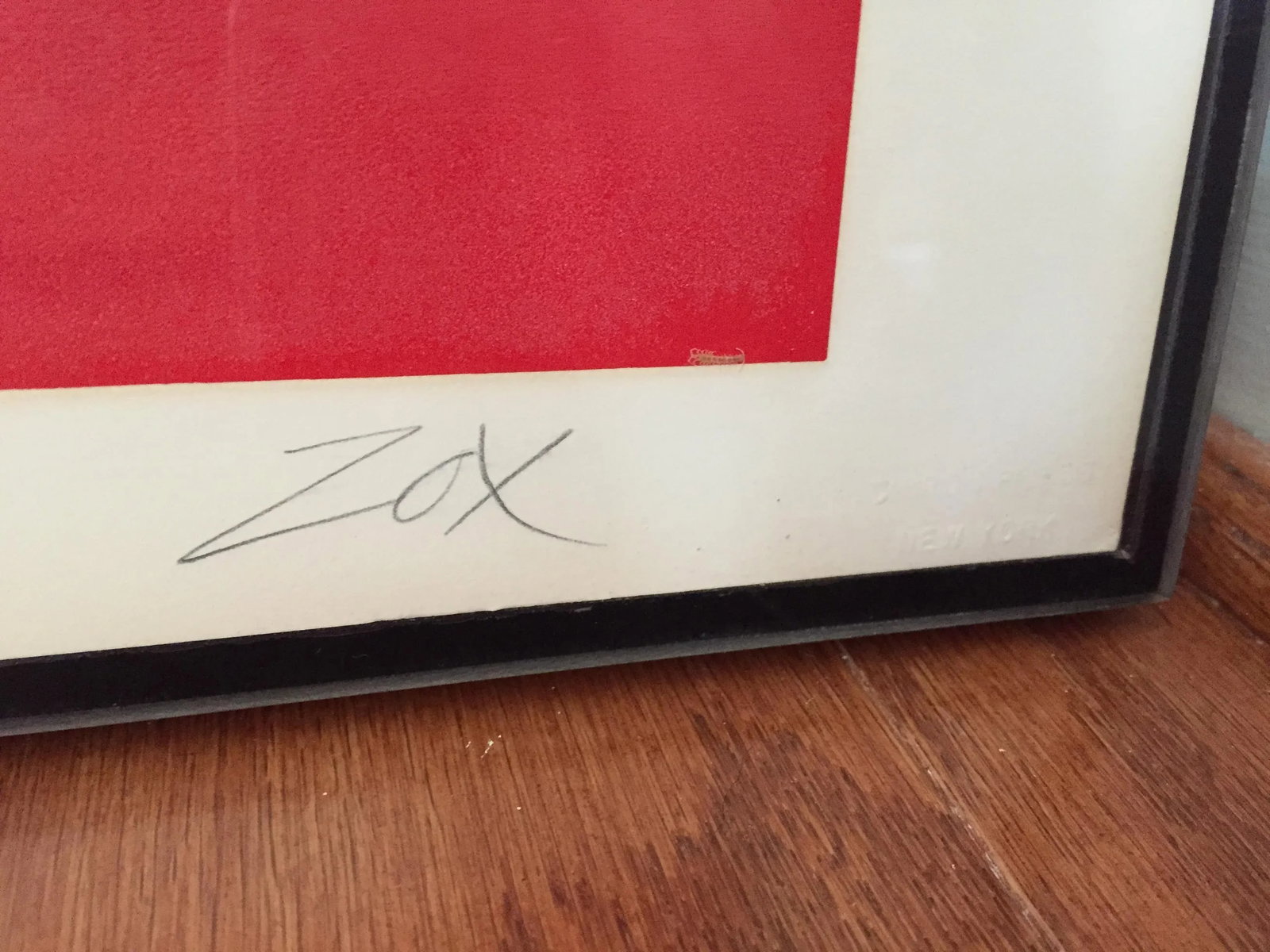 Vintage Larry Zox Diamond Drill Scarlet Serigraph 26" X 23" X 1" - 2
