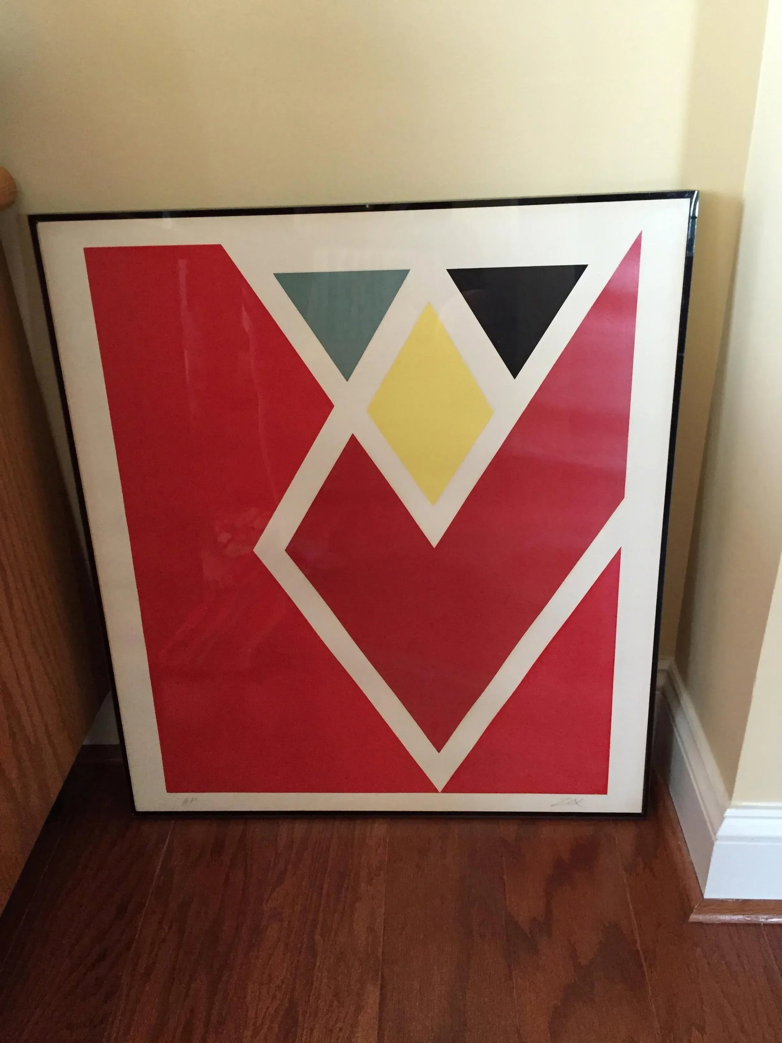 Vintage Larry Zox Diamond Drill Scarlet Serigraph 26" X 23" X 1" - 7