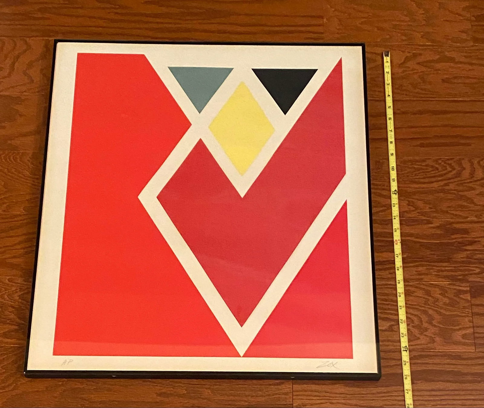 Vintage Larry Zox Diamond Drill Scarlet Serigraph 26" X 23" X 1" - 8