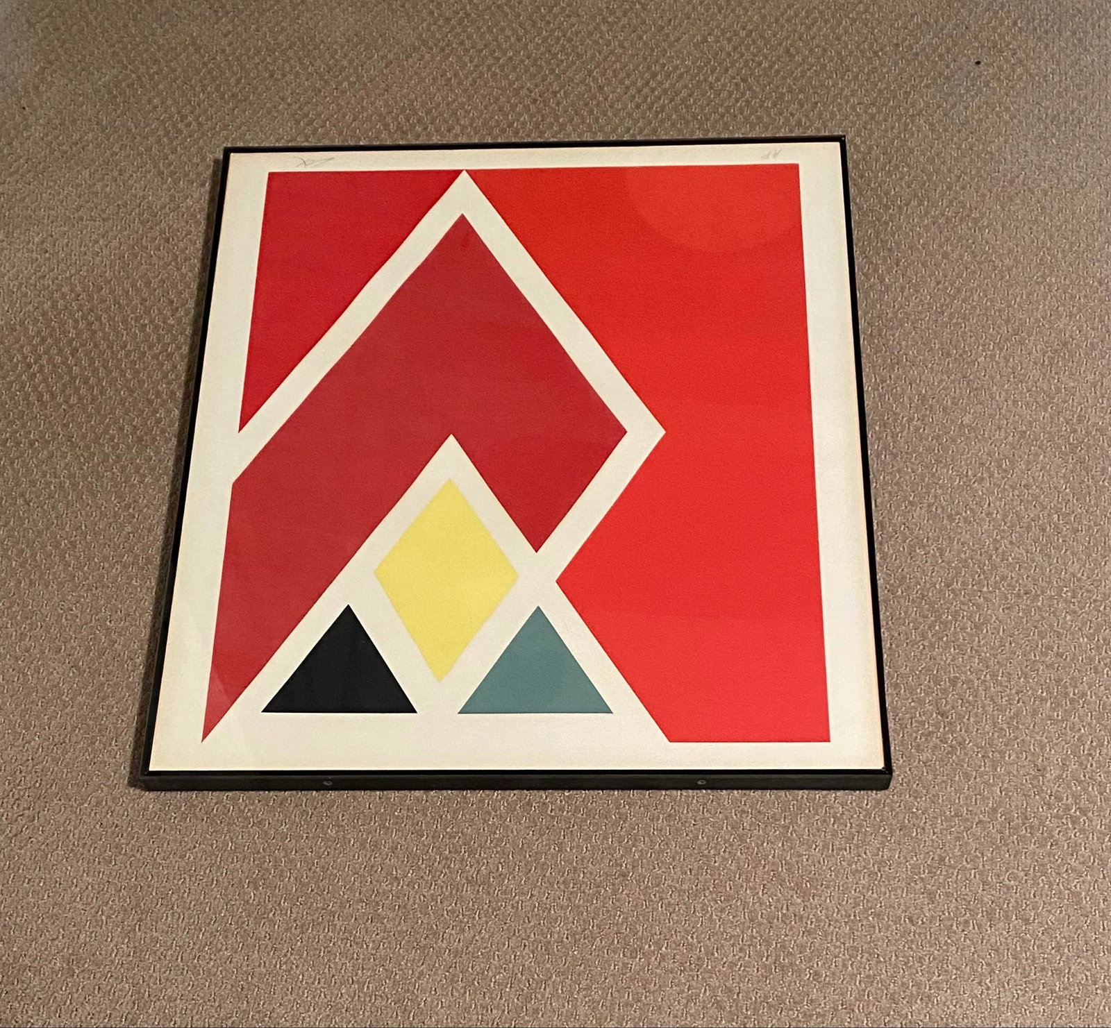 Vintage Larry Zox Diamond Drill Scarlet Serigraph 26" X 23" X 1" - 9