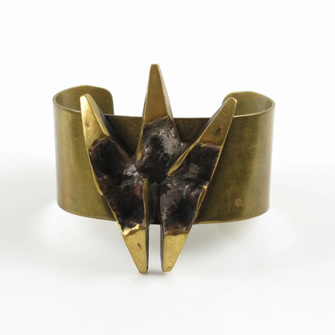 French Sculptor Henri Nogaret 1960s Brutalist Bronze Cuff Bracelet - 7