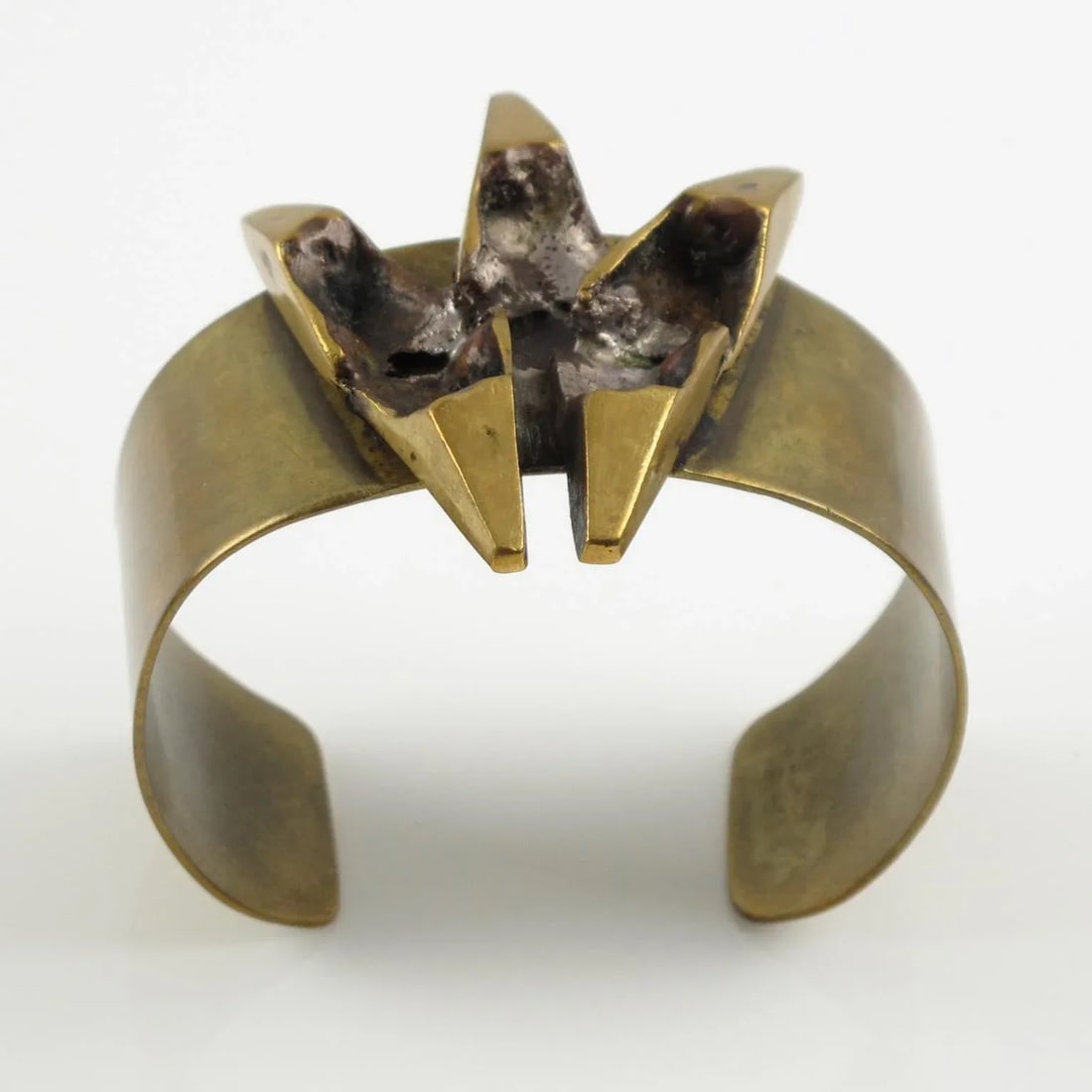 French Sculptor Henri Nogaret 1960s Brutalist Bronze Cuff Bracelet - 8