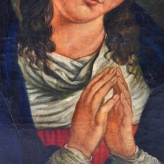 18th / 19th Century Antique "Madonna" Oil on Canvas Painting - 3