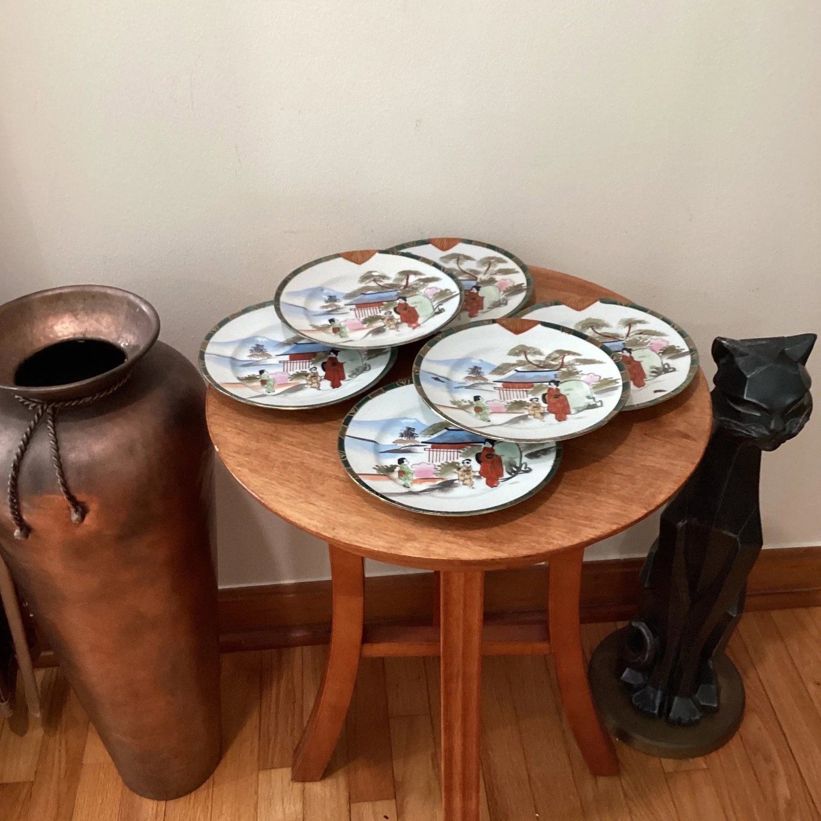 Vintage Japanese Handmade Hand Painted Porcelain Plates Set by Kutani Artist Signed- Set of 6 - 11
