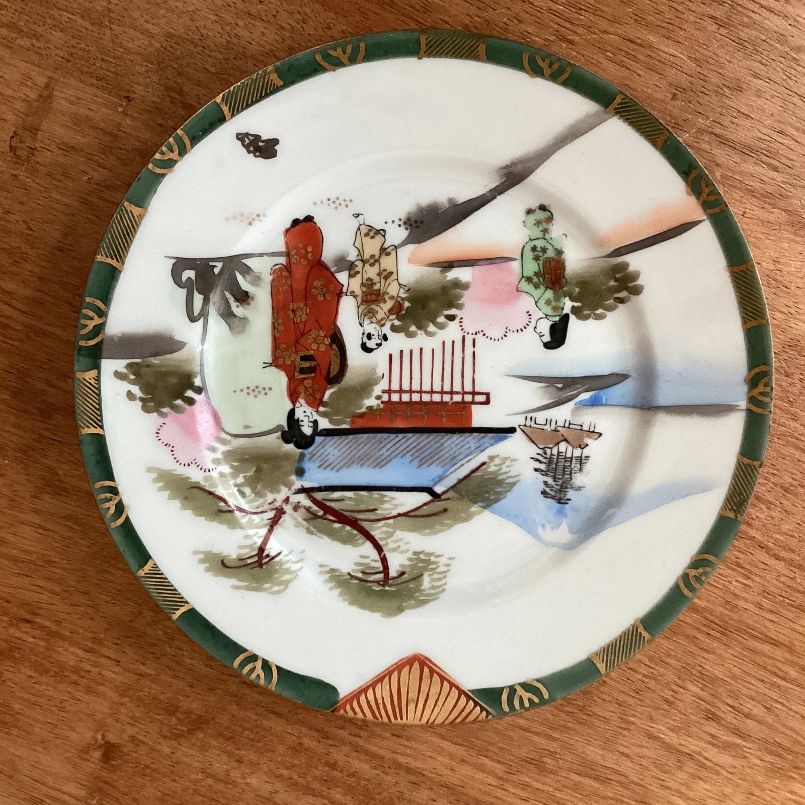 Vintage Japanese Handmade Hand Painted Porcelain Plates Set by Kutani Artist Signed- Set of 6 - 3