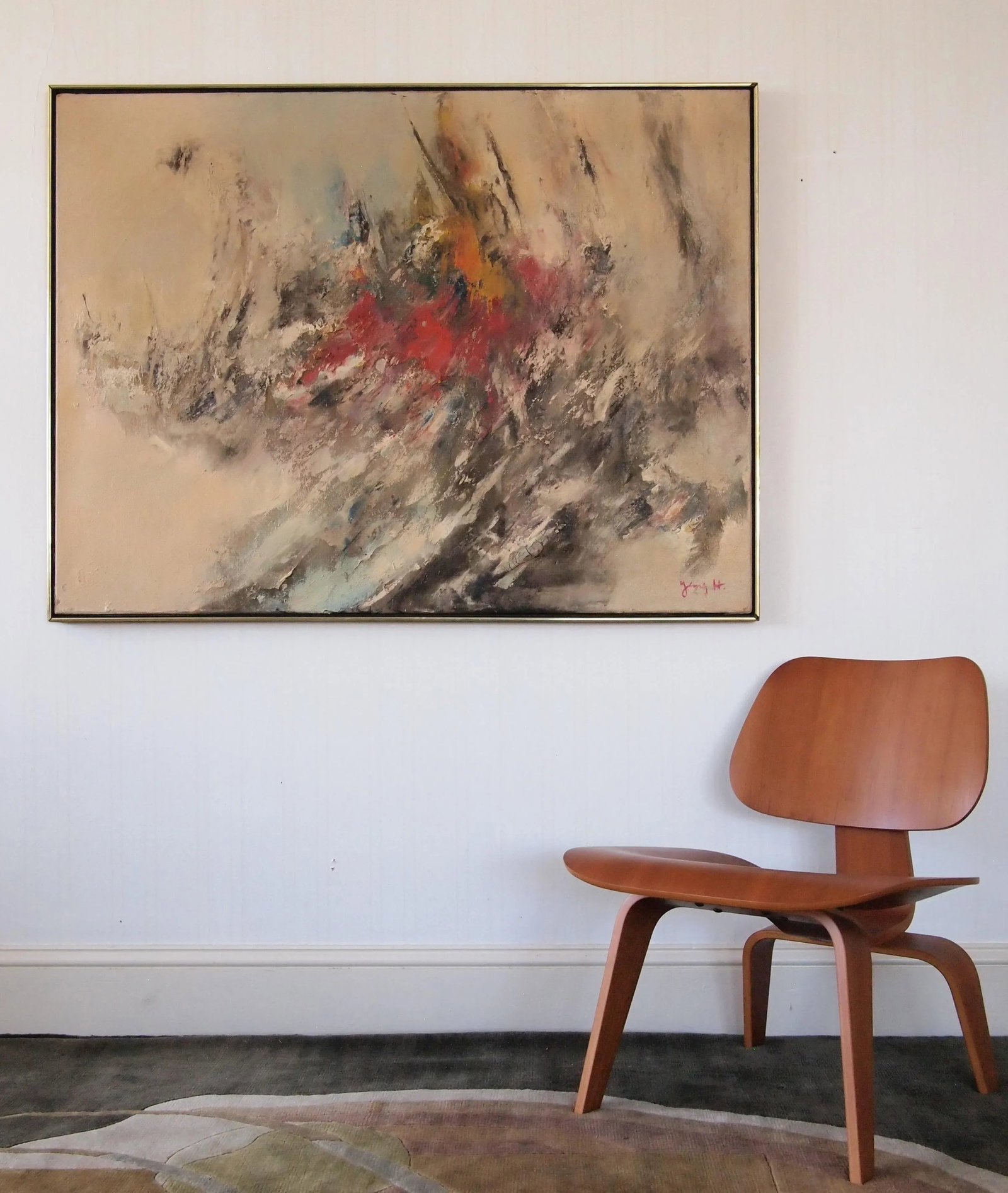 Mid 20th Century Original Vintage Abstract Expressionist Impasto Textured Painting, Oil on Canvas, F - 2