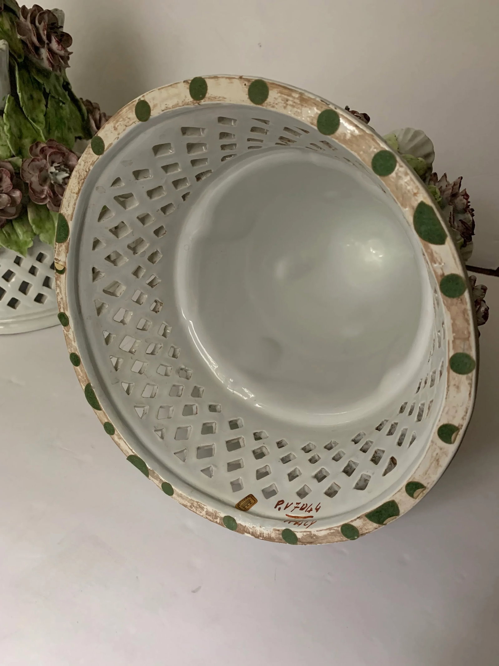 Floral Italian Porcelain Table Candelabra - a Pair - 7