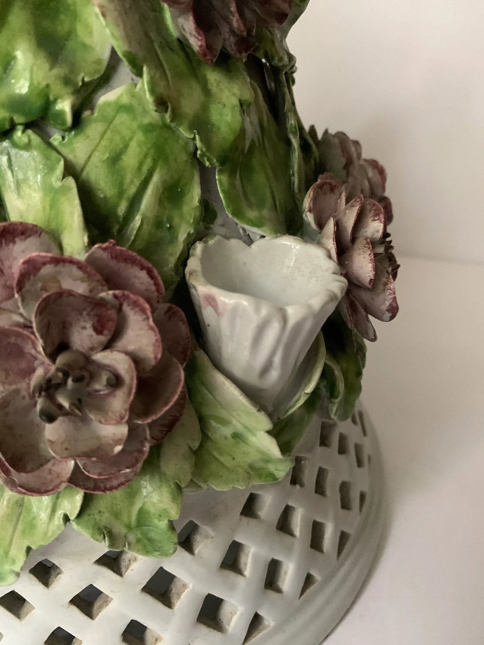 Floral Italian Porcelain Table Candelabra - a Pair - 9