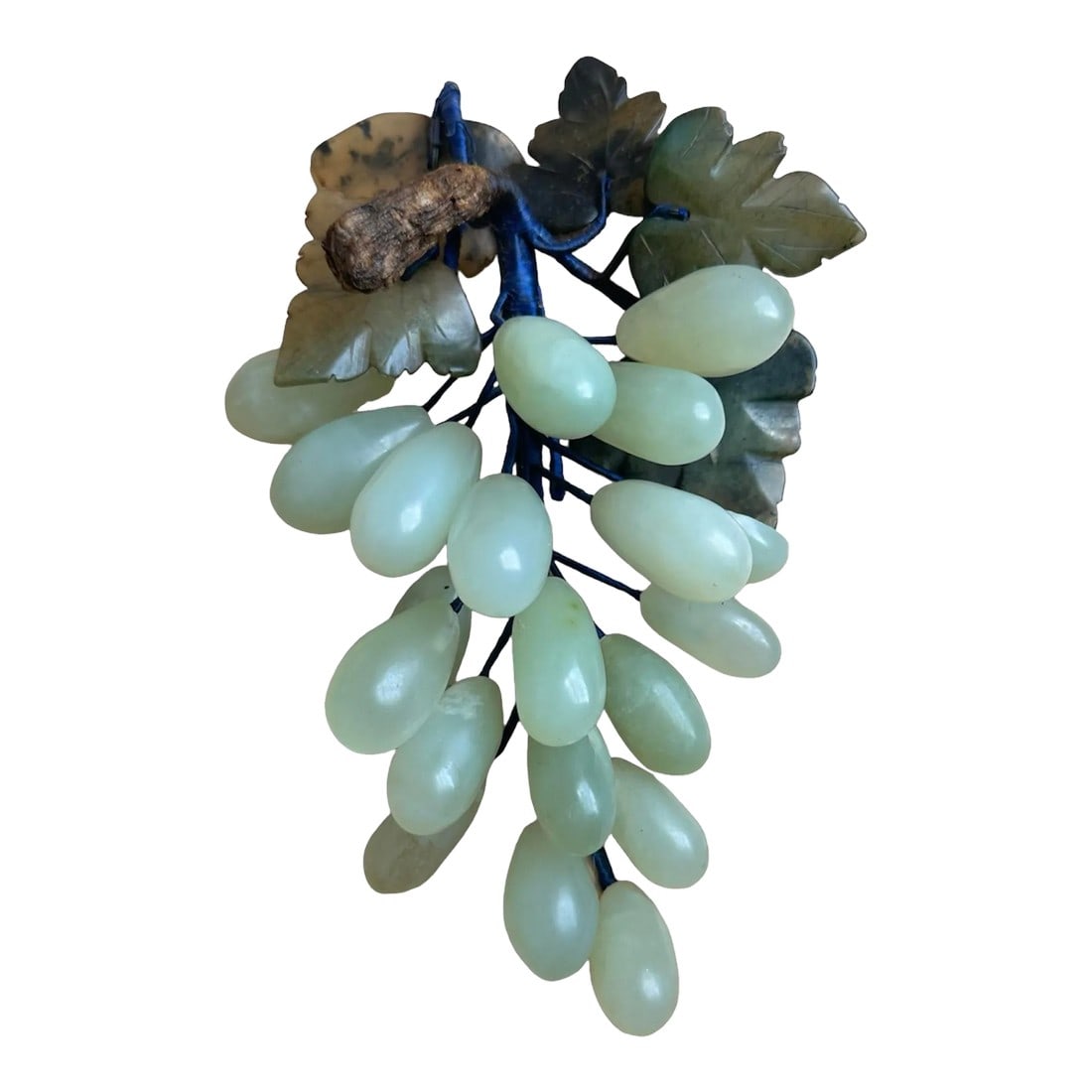 Mid-Century Jade Grape Cluster: Perfect coffee table piece; right on top of a gorgeous book. This piece is gorgeous. One grape has been damaged on the back; sliced in half so not noticeable unless you are really looking for it. The 