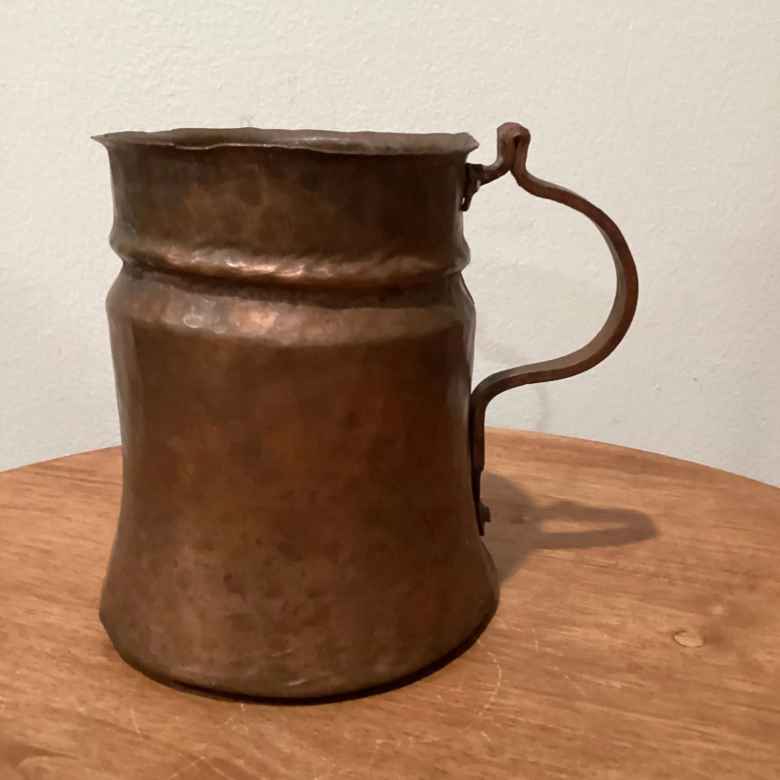 Early 19th Century Handcrafted Hand Hammered Copper Jug /Container With Handle and Cooking Pot - Set - 2