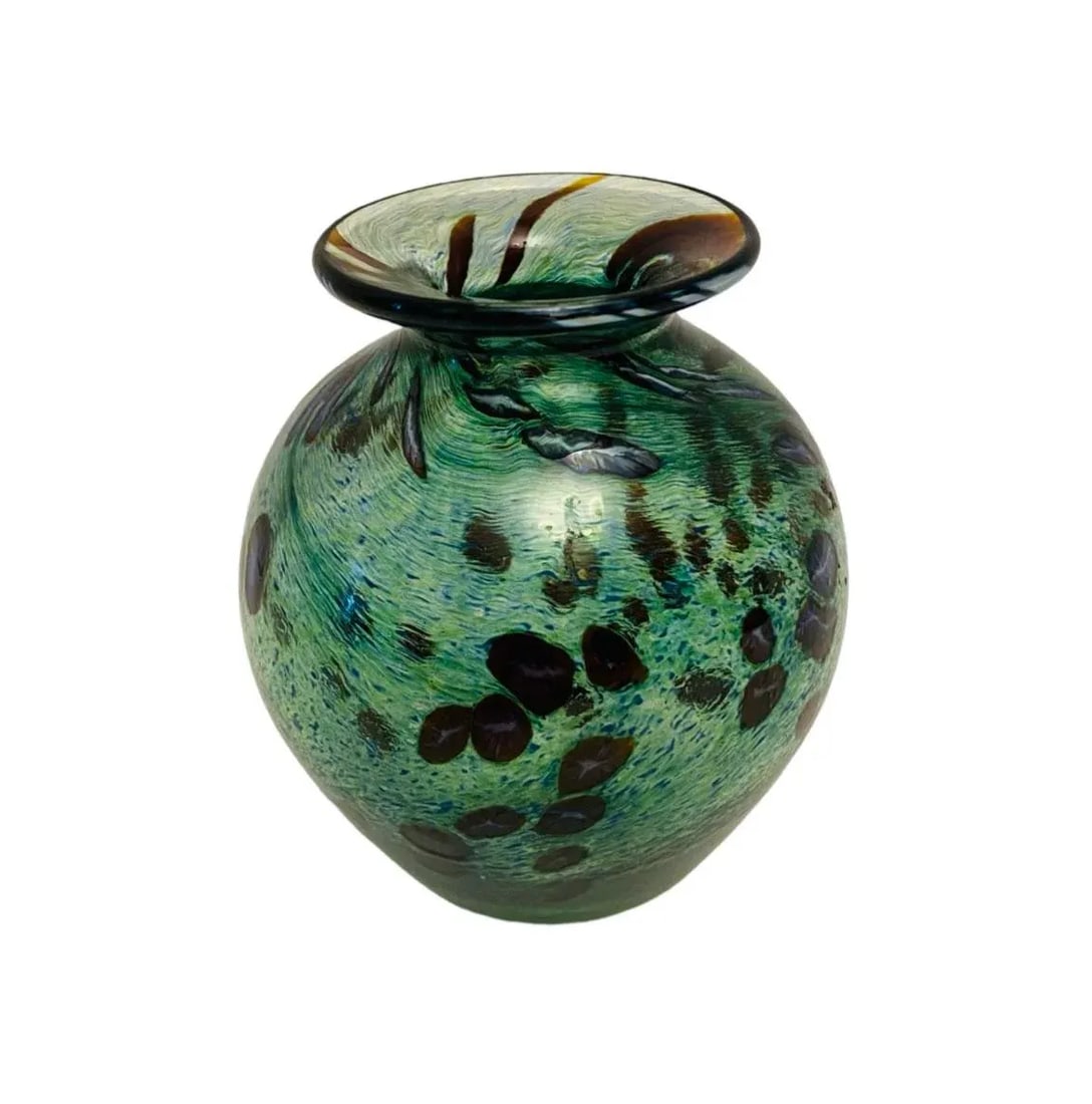 1995 Julia Donnelly Signed British Studio Art Glass Vase - 3