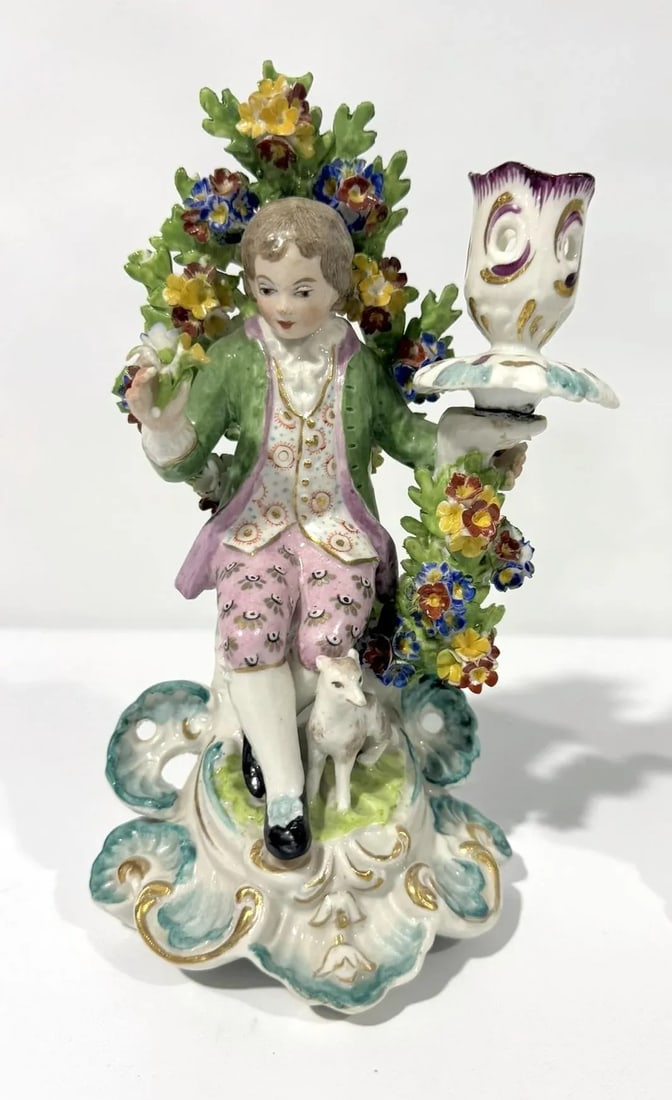 Pair of Late 18th Century Derby Bocage Candlesticks - 5
