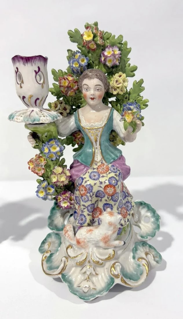 Pair of Late 18th Century Derby Bocage Candlesticks - 6