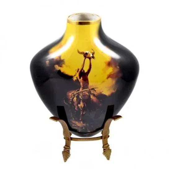 American Porcelain Vase Arrow Shaped, Signed M. Chin - 12
