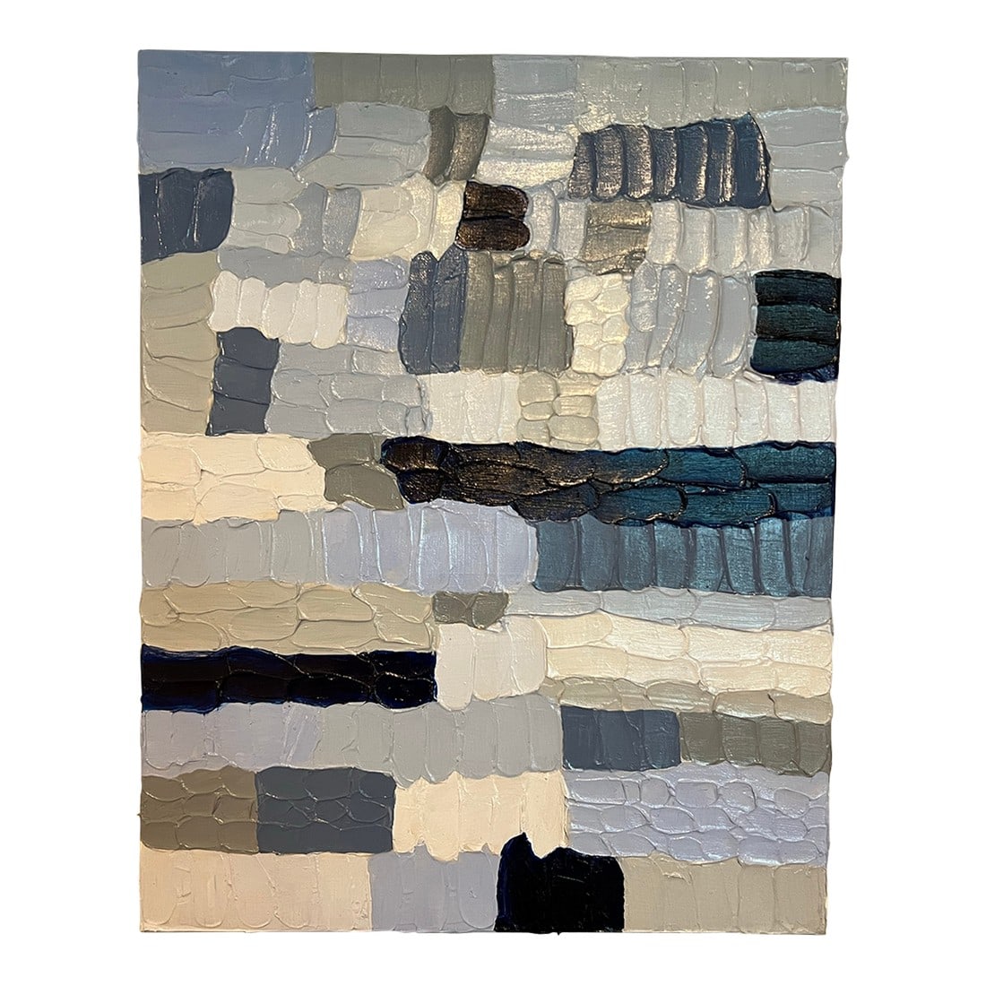 Modern Abstract Highly Textured Acrylic Painting on Stretched Canvas, "Content on the Ocean," Si (1 of 3)