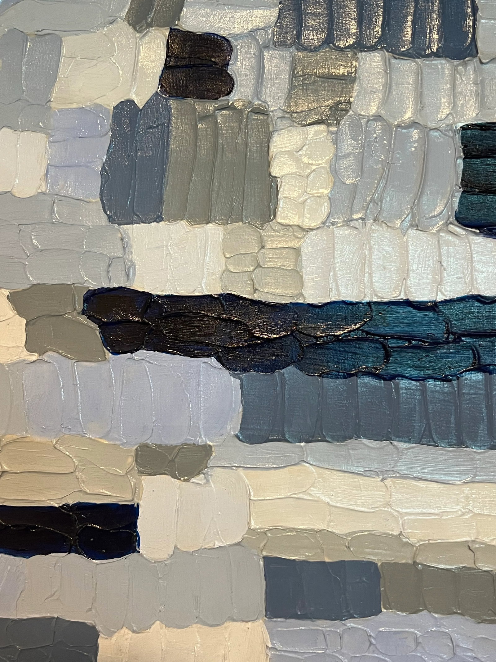 Modern Abstract Highly Textured Acrylic Painting on Stretched Canvas, "Content on the Ocean," Si - 2