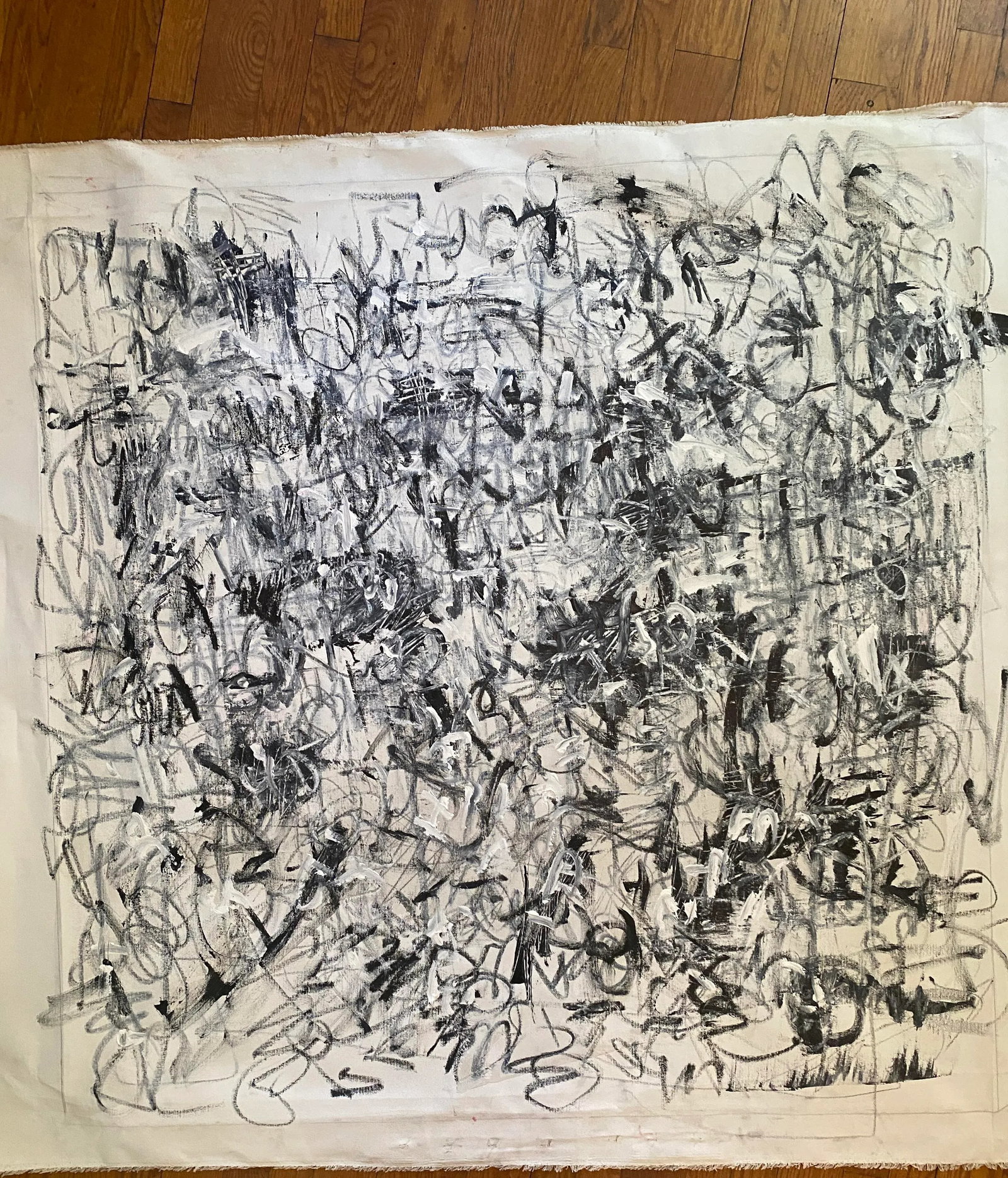 Sarah Trundle, Contemporary Abstract Black and White Painting, "Soup to Nuts" - 5