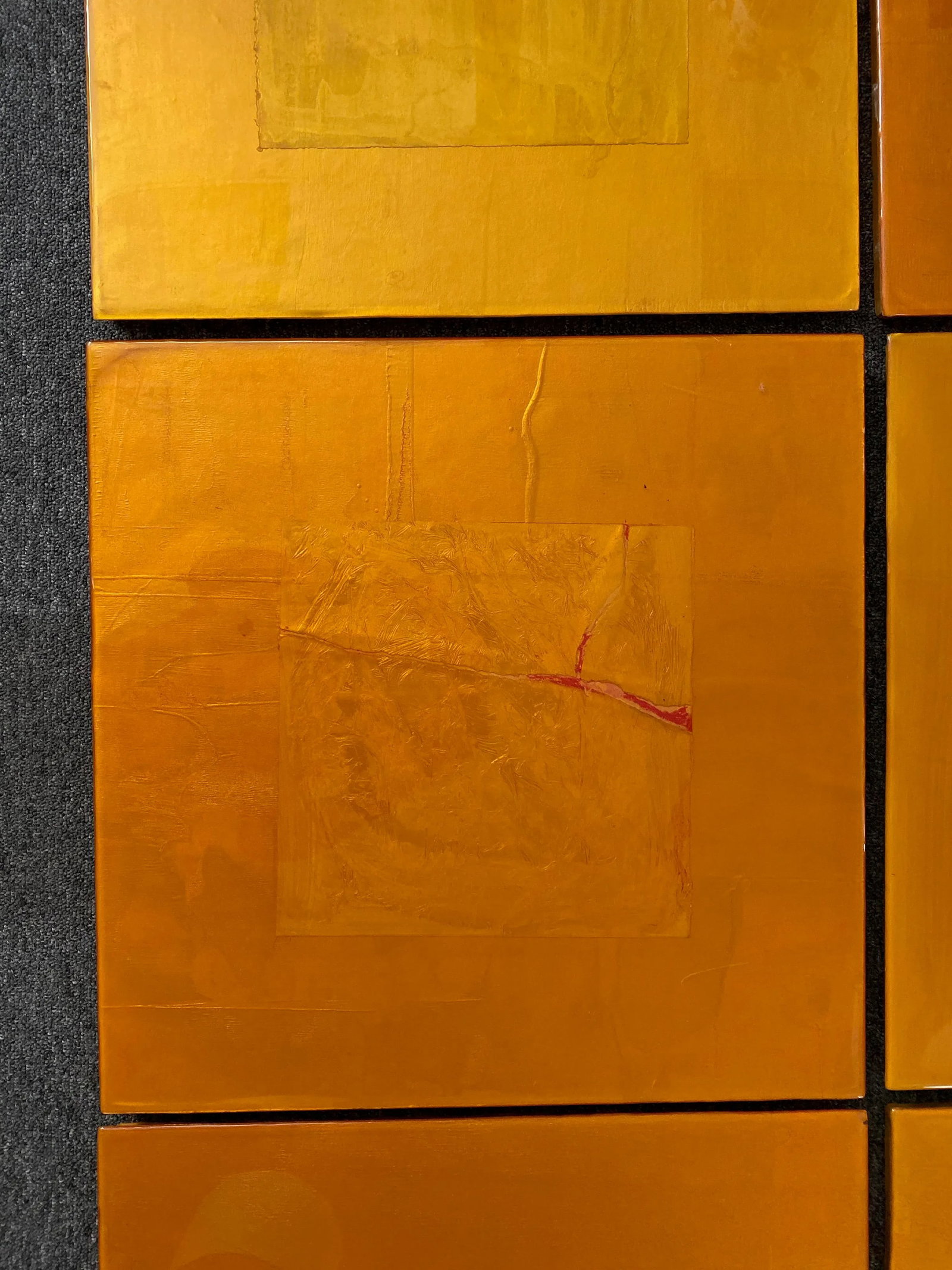 Original Orange Resin Paintings on Board by Varga, 2003 - Set of 6 - 5