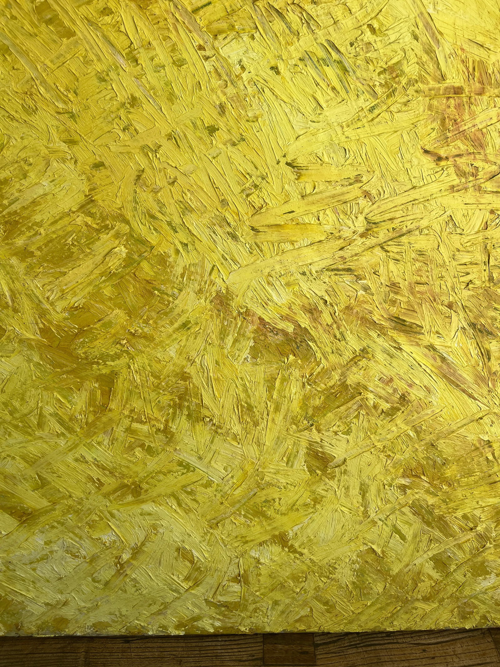 1970s Vintage Mid Century Modern Large Yellow Abstract Canvas Oil Painting - 8