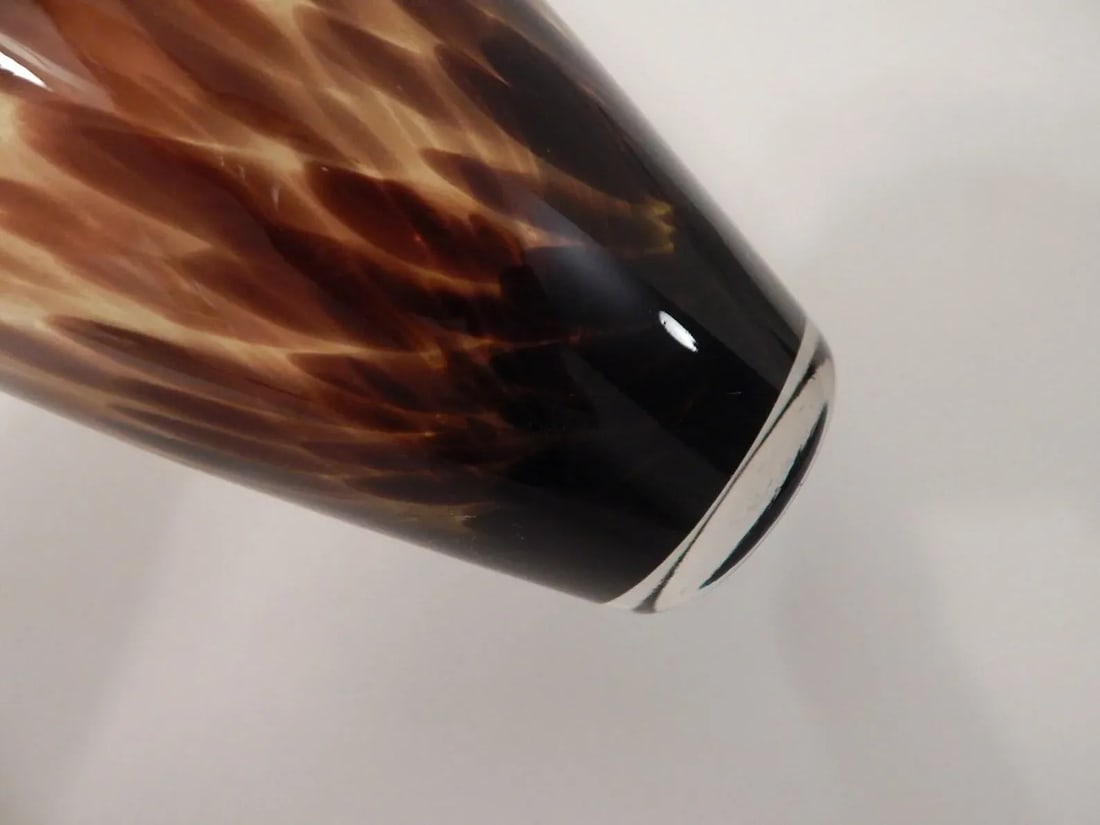 1960s Vintage Tortoise Shell Print Glass Vase - 4