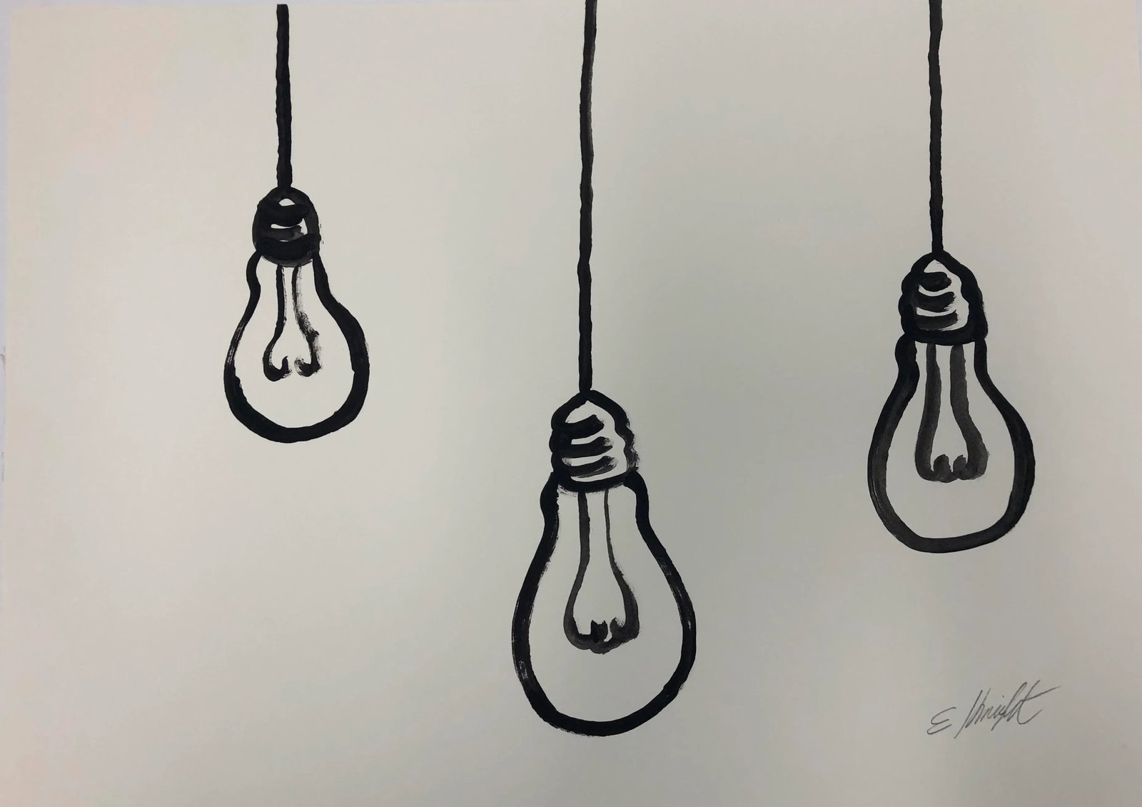 Modern Signed Original Painting on Paper - 4