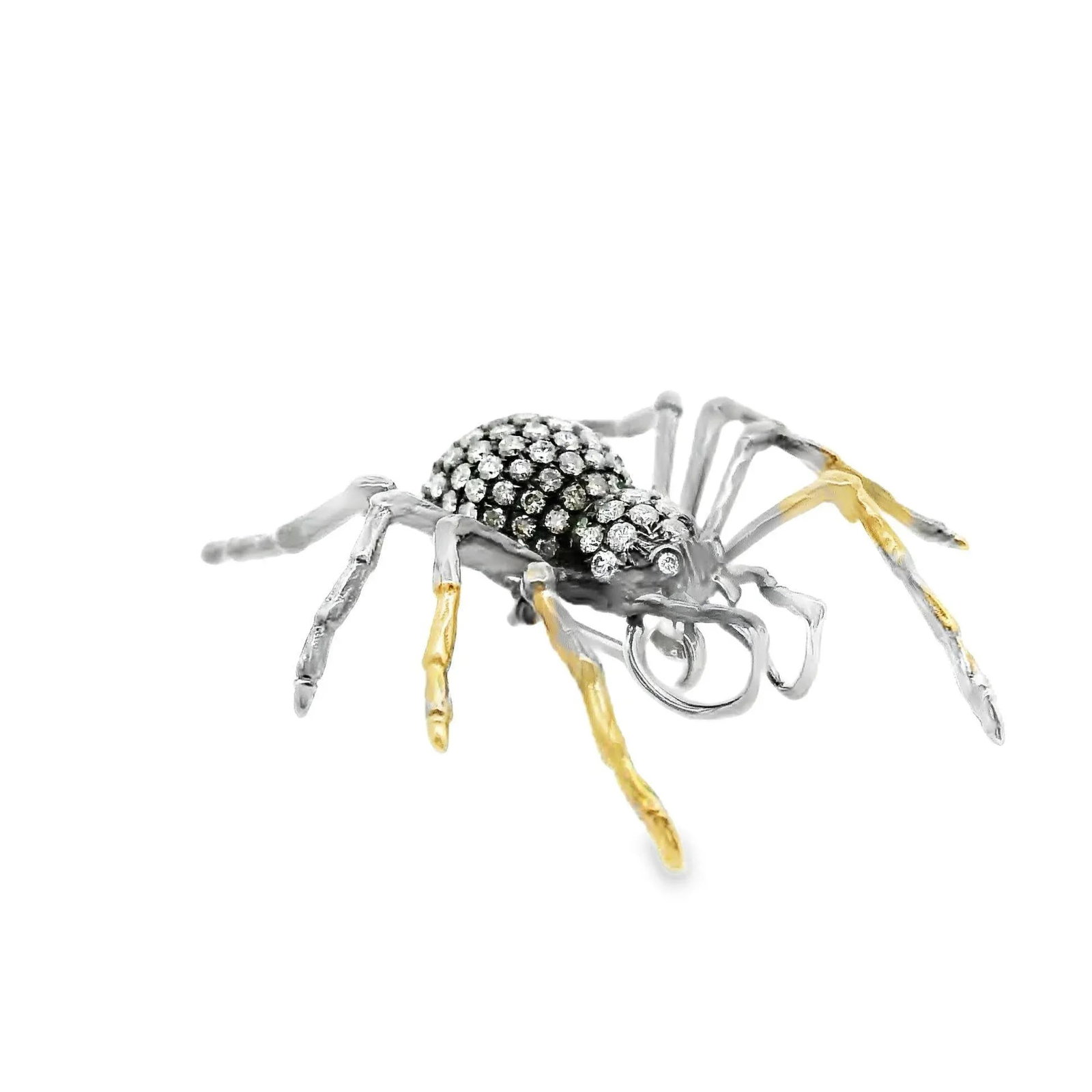 18k Gold Diamond Spider Brooch-Pendant - 2