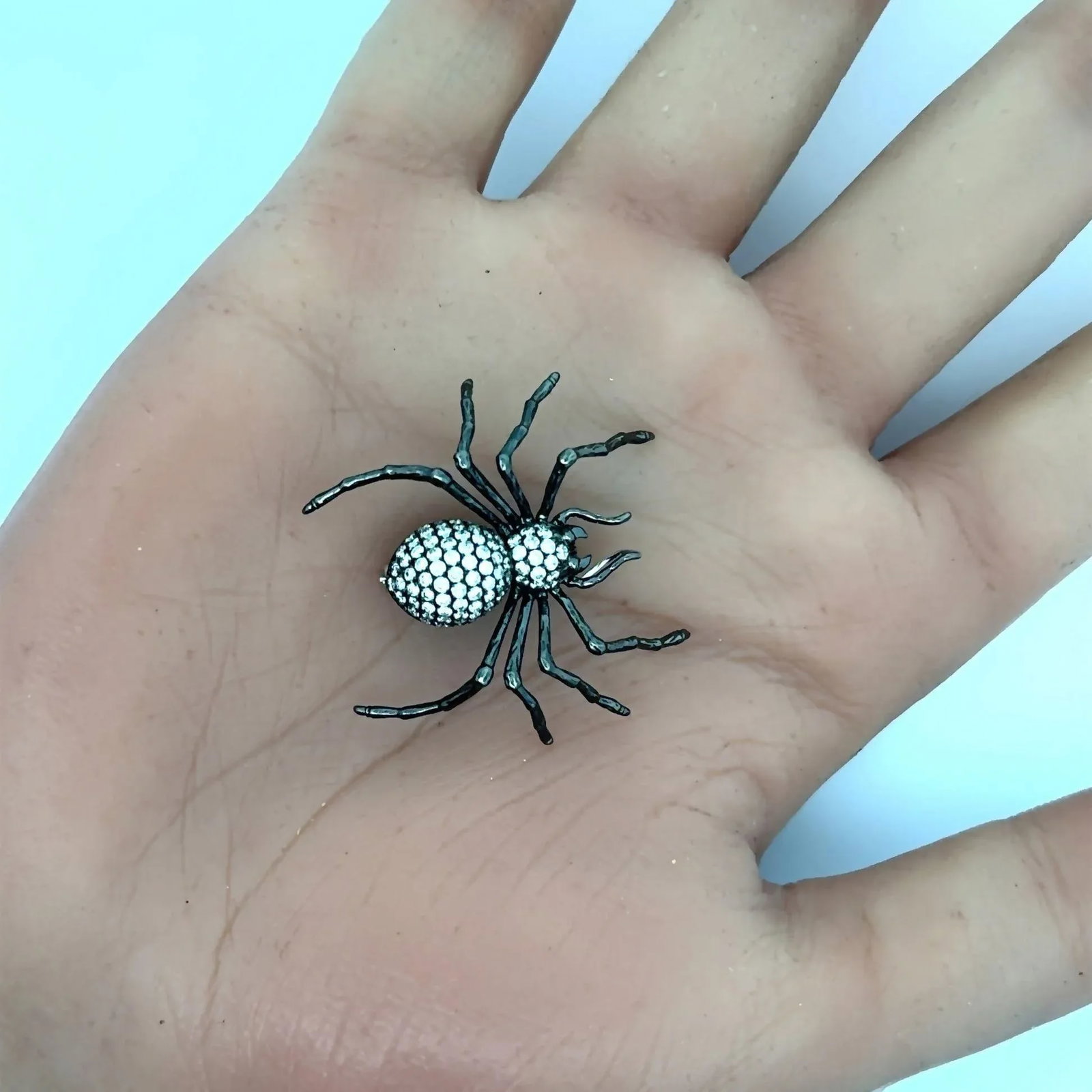 18k Gold Diamond Spider Brooch-Pendant - 5
