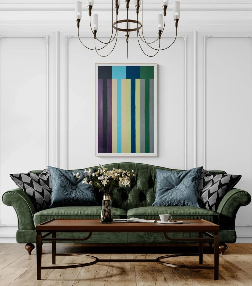 Stripe Painting With Blue and Green - 4