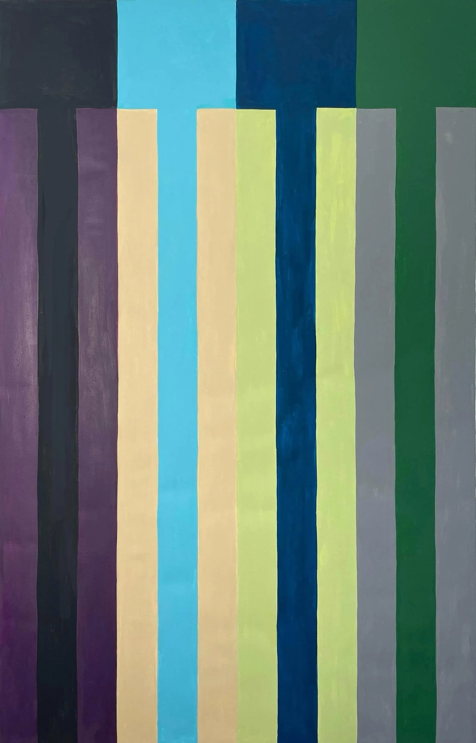 Stripe Painting With Blue and Green - 6