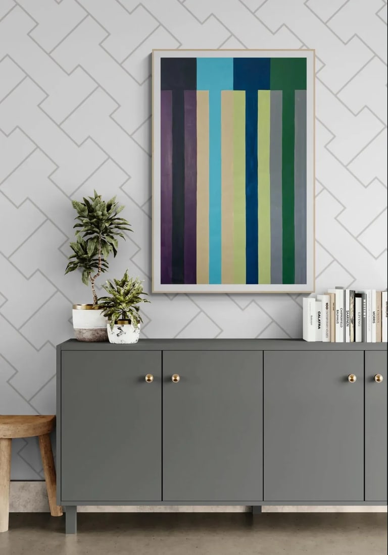 Stripe Painting With Blue and Green - 7