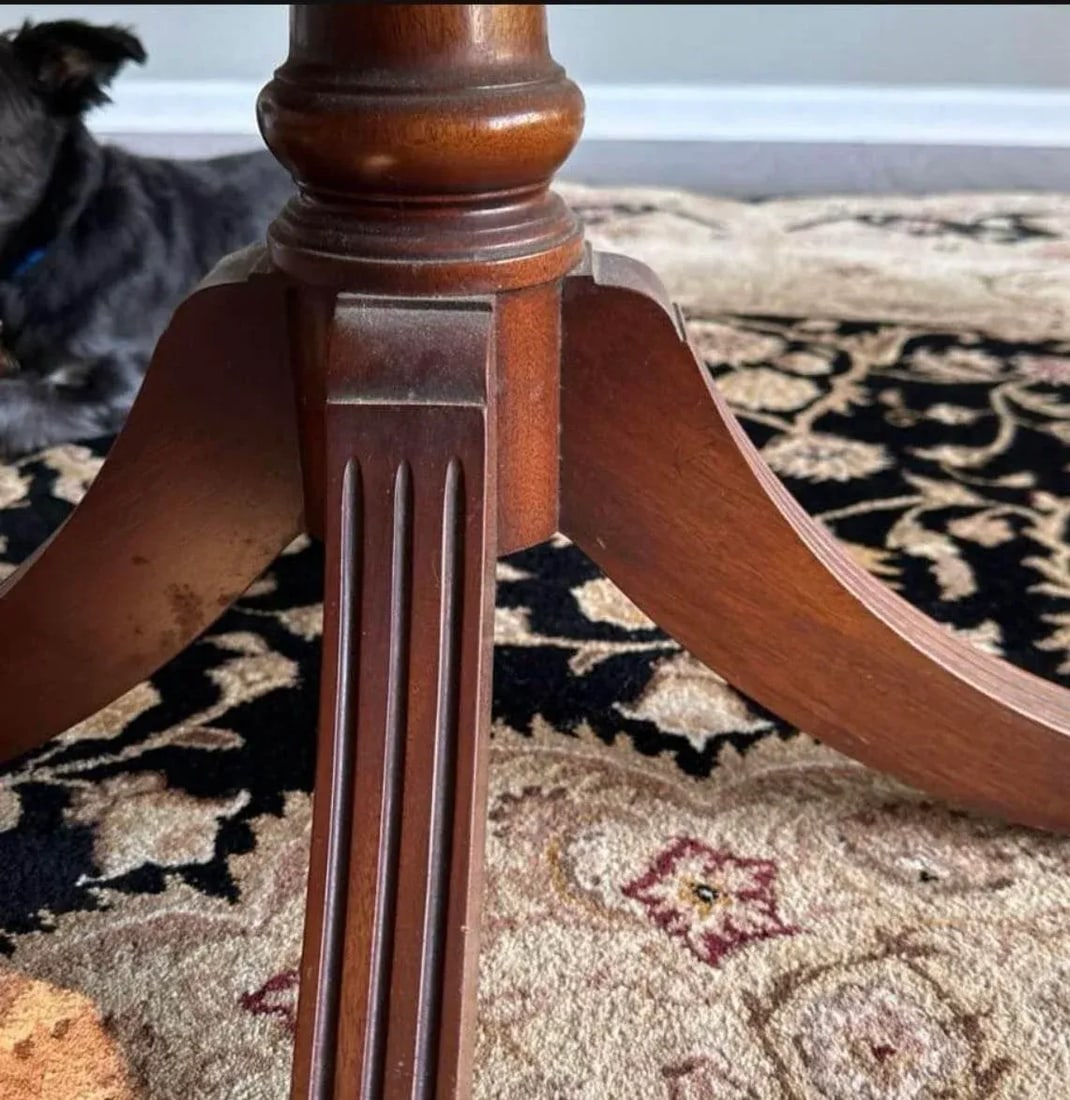 Vintage Henredon Leather Topped Rotating Table With Drawers - 4