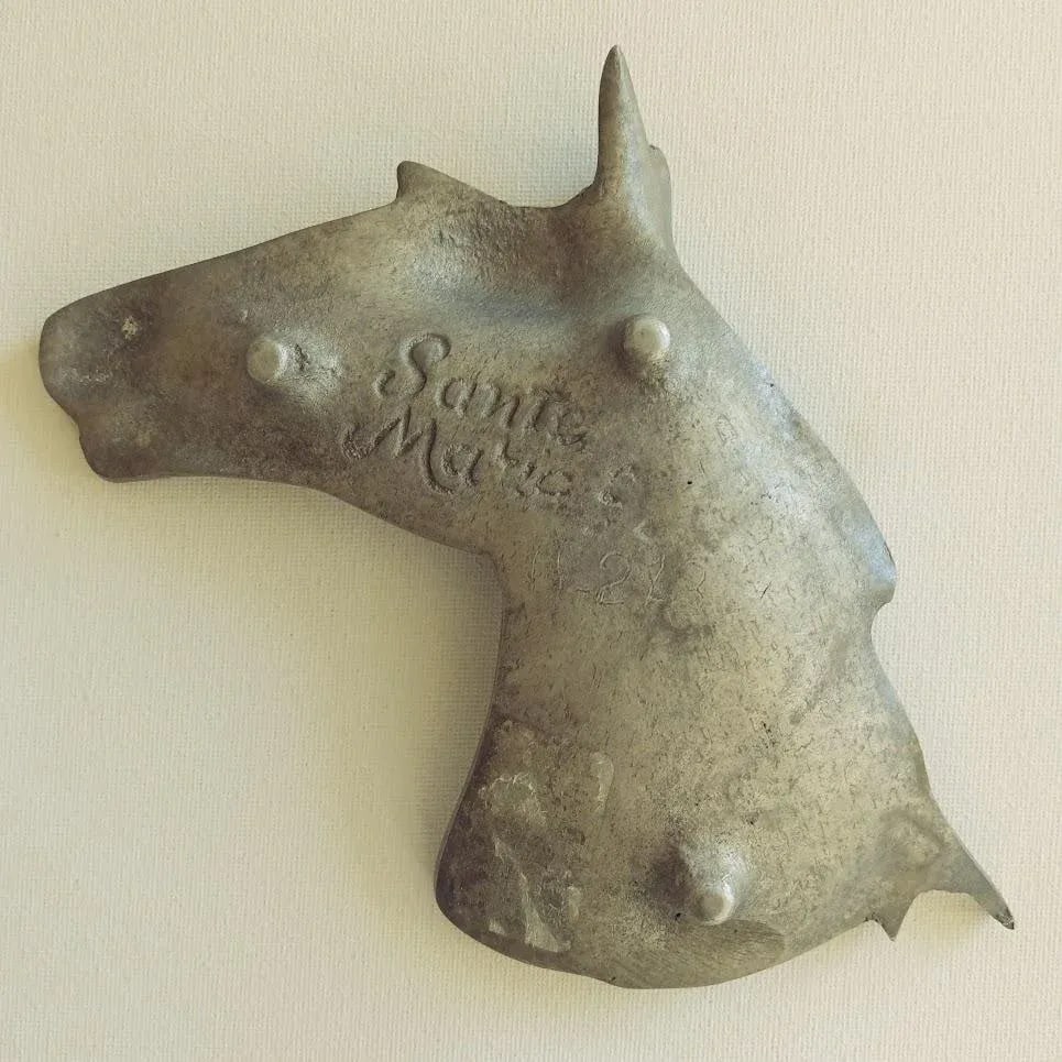 Vintage Pewter Metal Horse Head Trinket Catchall Dish Ashtray With Feet Artist Signed - 2