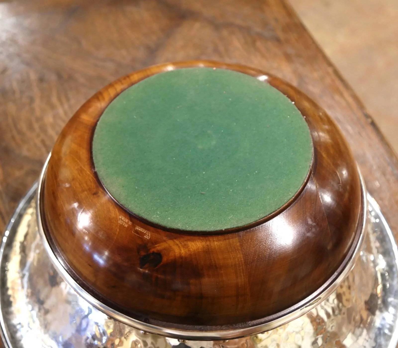 Vintage Spanish Silver Plated Center Piece on Walnut Base Stamped Valenti - 10