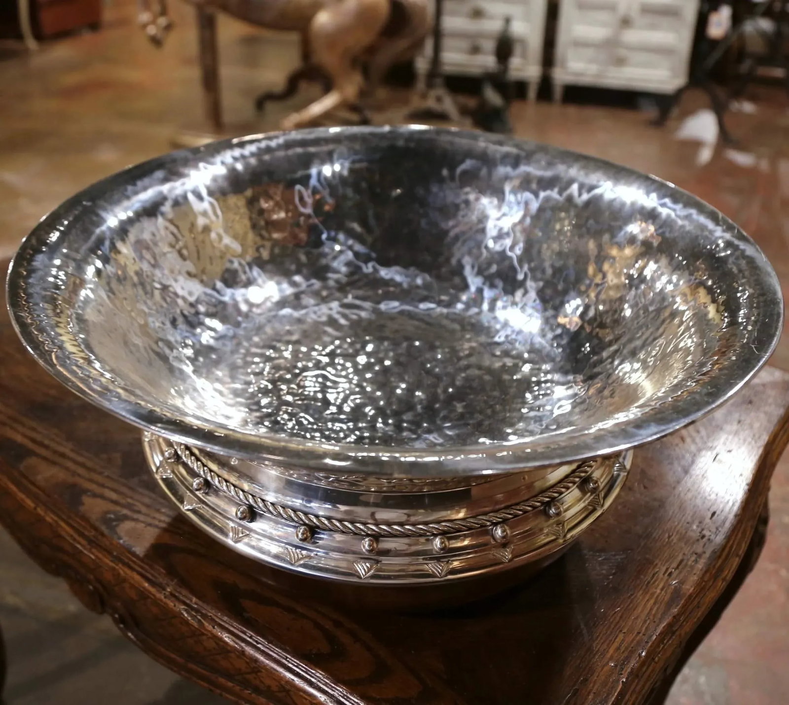 Vintage Spanish Silver Plated Center Piece on Walnut Base Stamped Valenti - 2