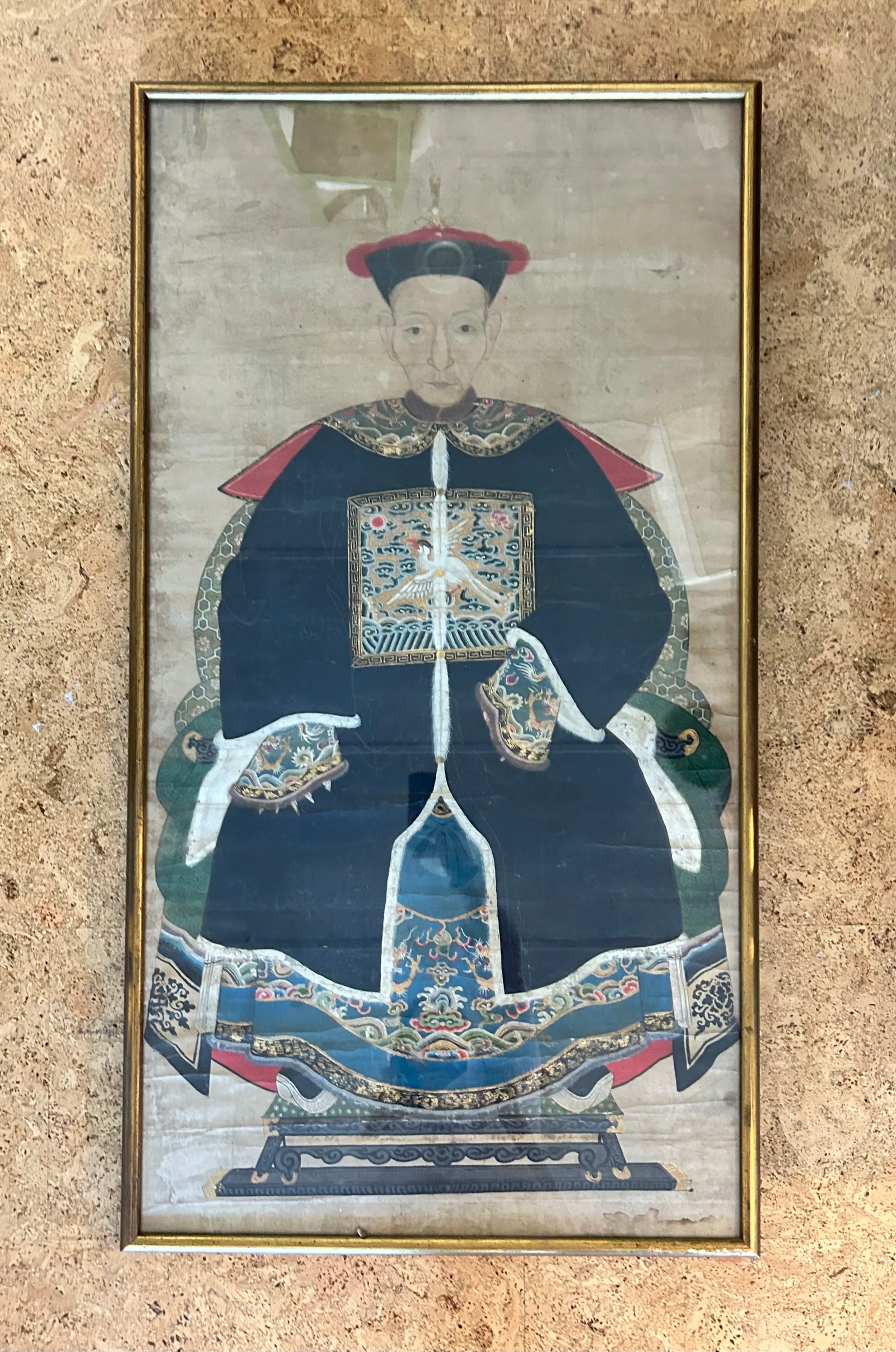 19th Century Chinese Ancestor Portrait, Watercolor on Silk - 3