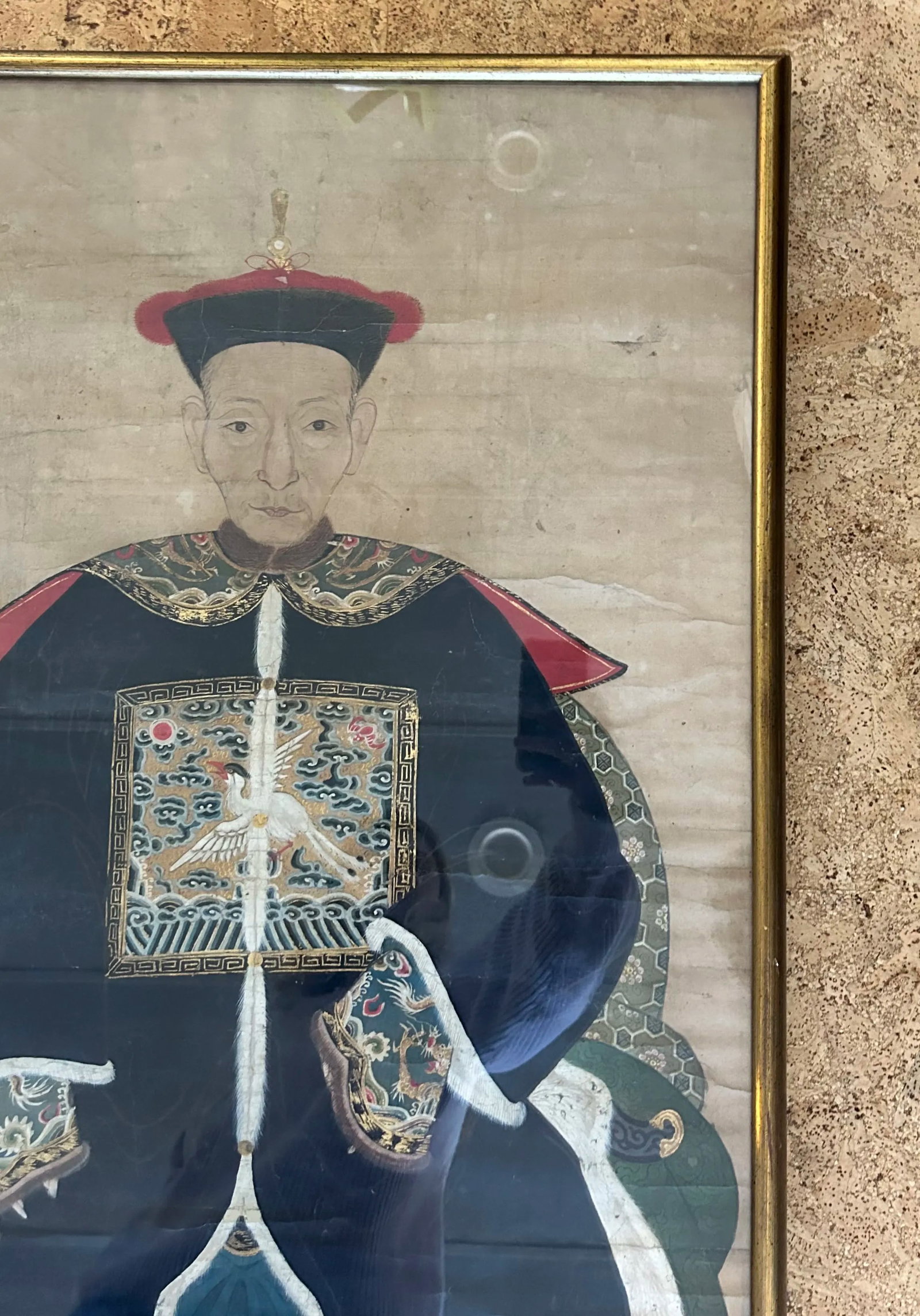 19th Century Chinese Ancestor Portrait, Watercolor on Silk - 7