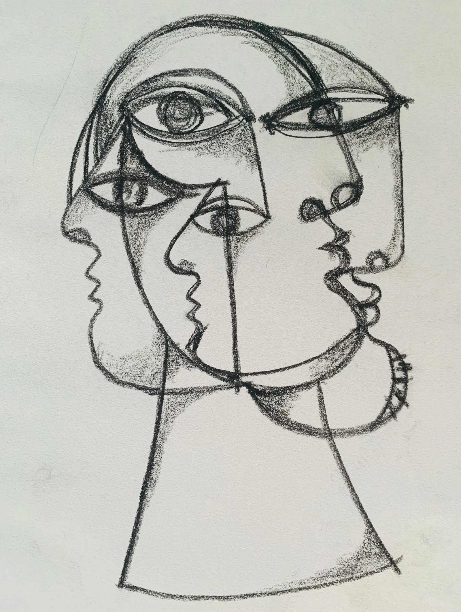Contemporary Abstract Charcoal Drawing by Louie DeVito Framed - 2