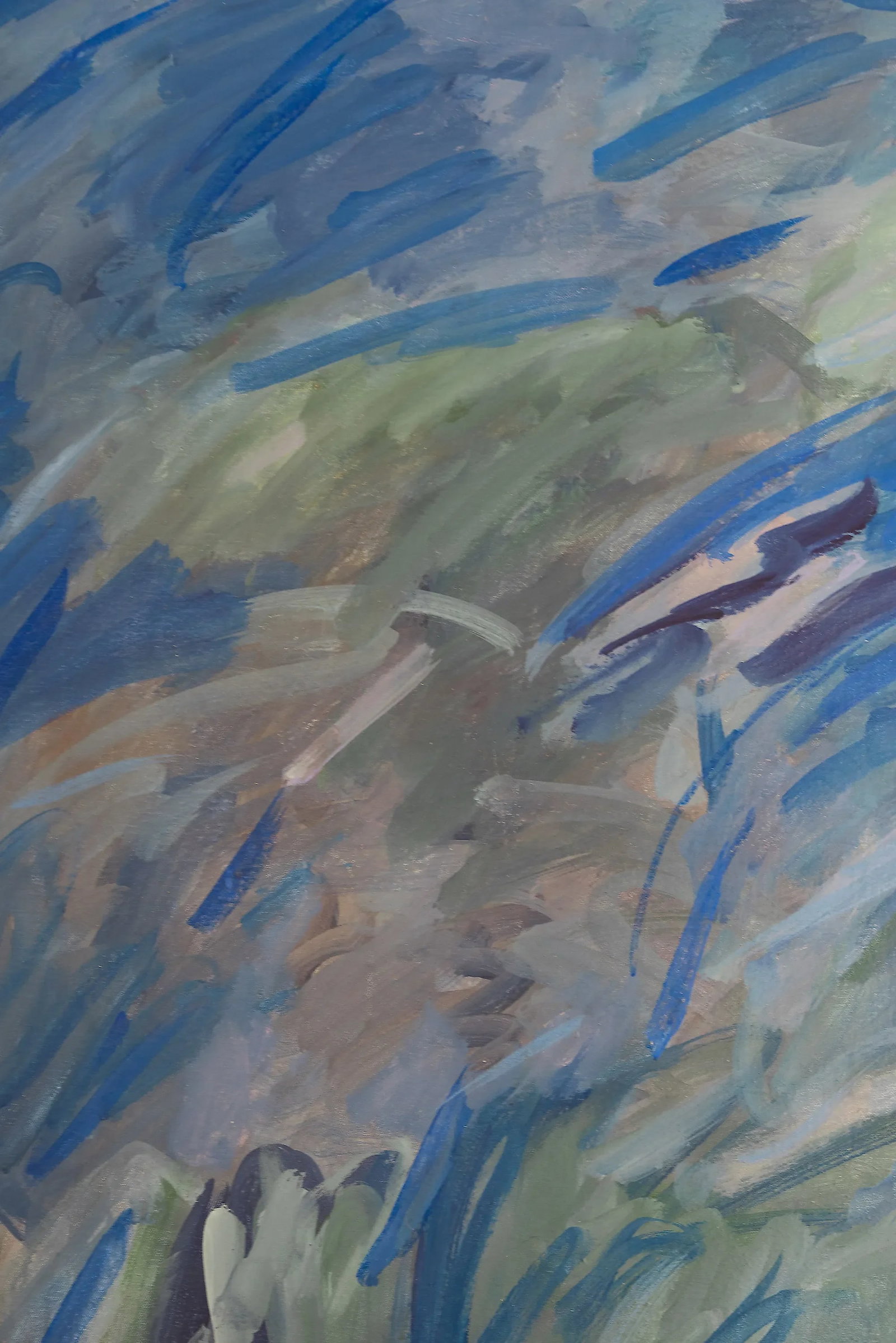 Blue Thunder Abstract Painting in Warm Wood Frame - 7